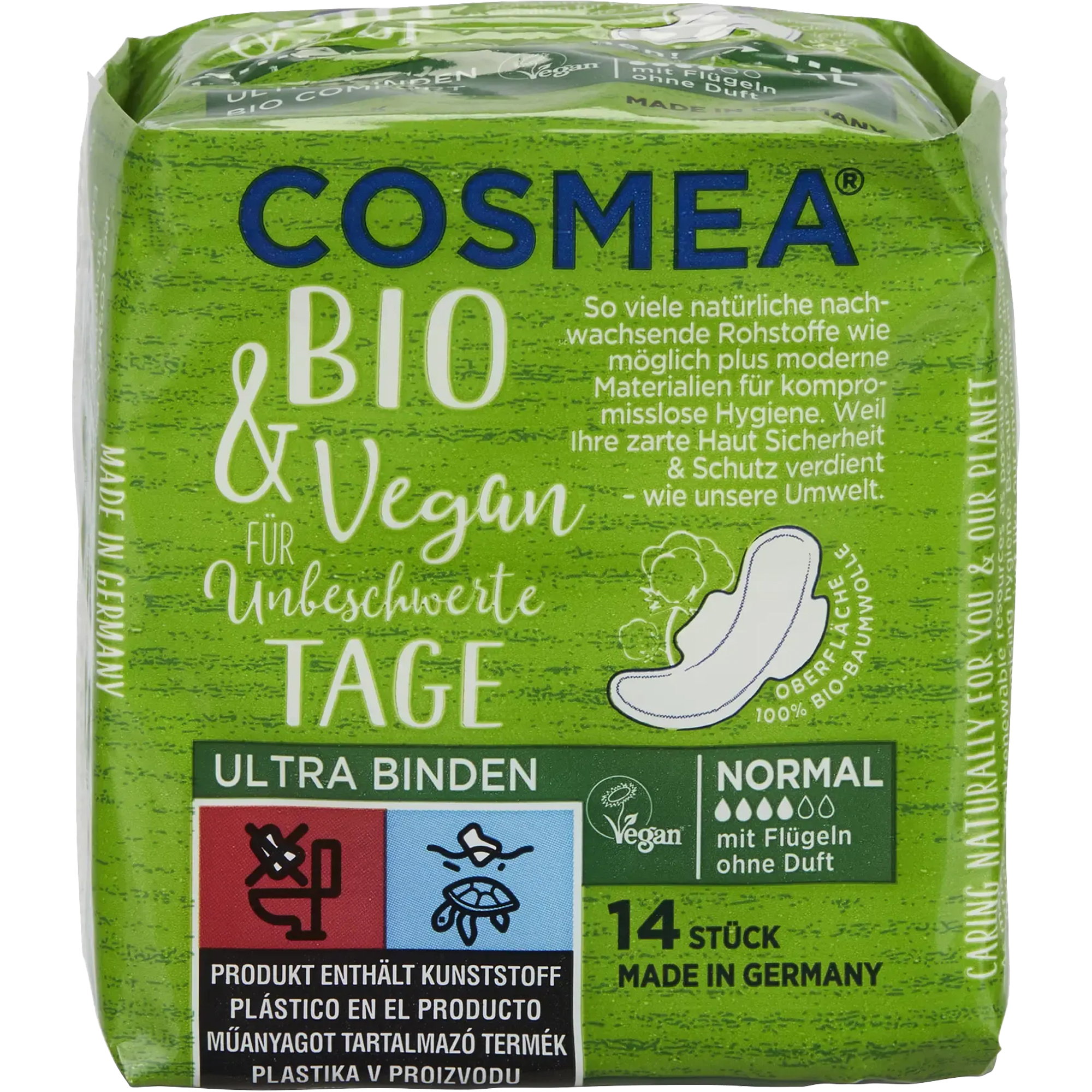 Bio-Damenbinden | mit Flügel | Cosmea