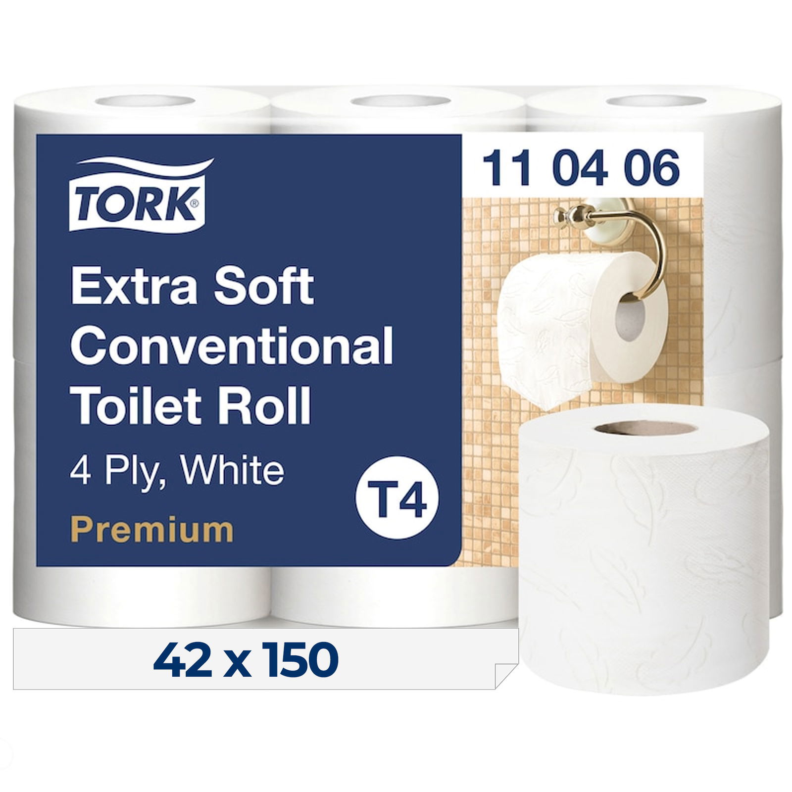 Tork 110406 T4 carta igienica rotolo piccolo extra morbida Premium 4 veli