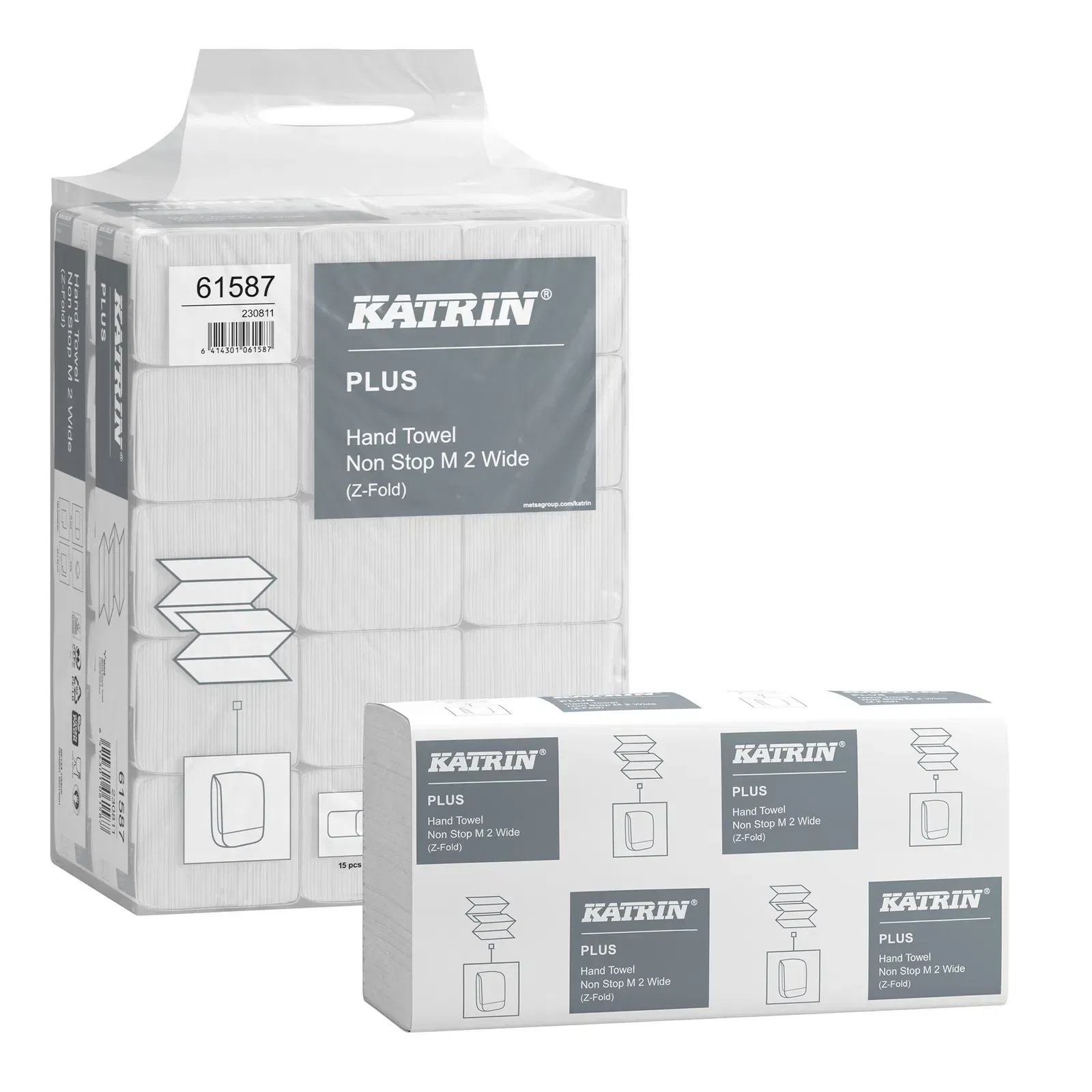 Asciugamani di carta piega a Z 2 veli in cellulosa KATRIN 61587