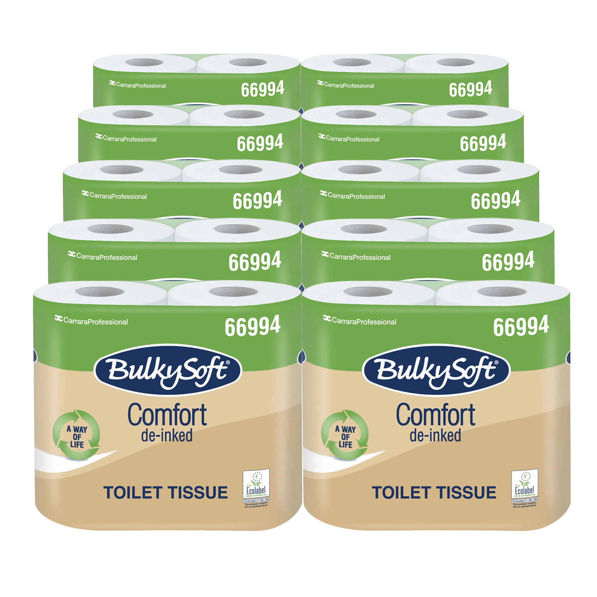 Papier hygiénique | 2 plis | Recyclé | 500 feuilles | BulkySoft Comfort 66994