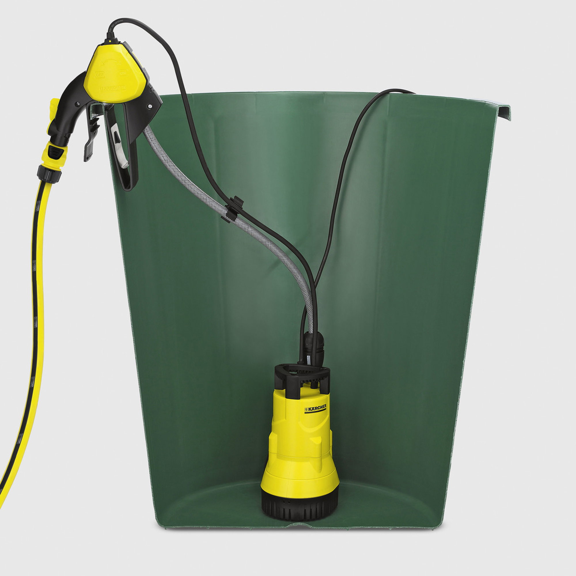 Tauchpumpe, Pumpe, Gelbe Farbe, Gartenbehälter, Schlauch passt?