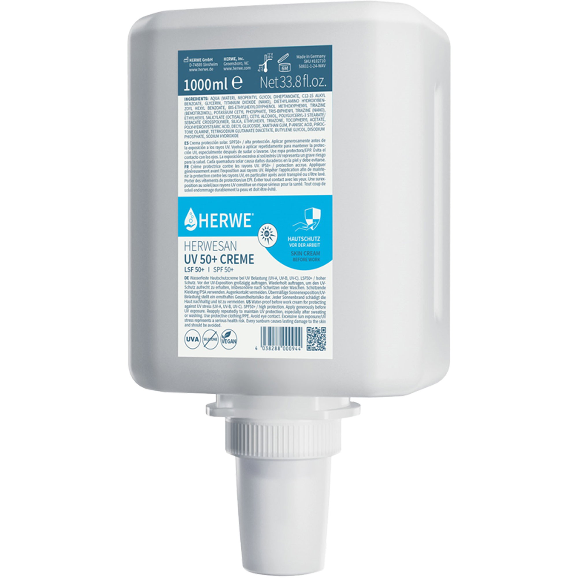 Sonnencreme SF 50 | 1'000 ml | Herwe Herwesan UV 50+ Creme