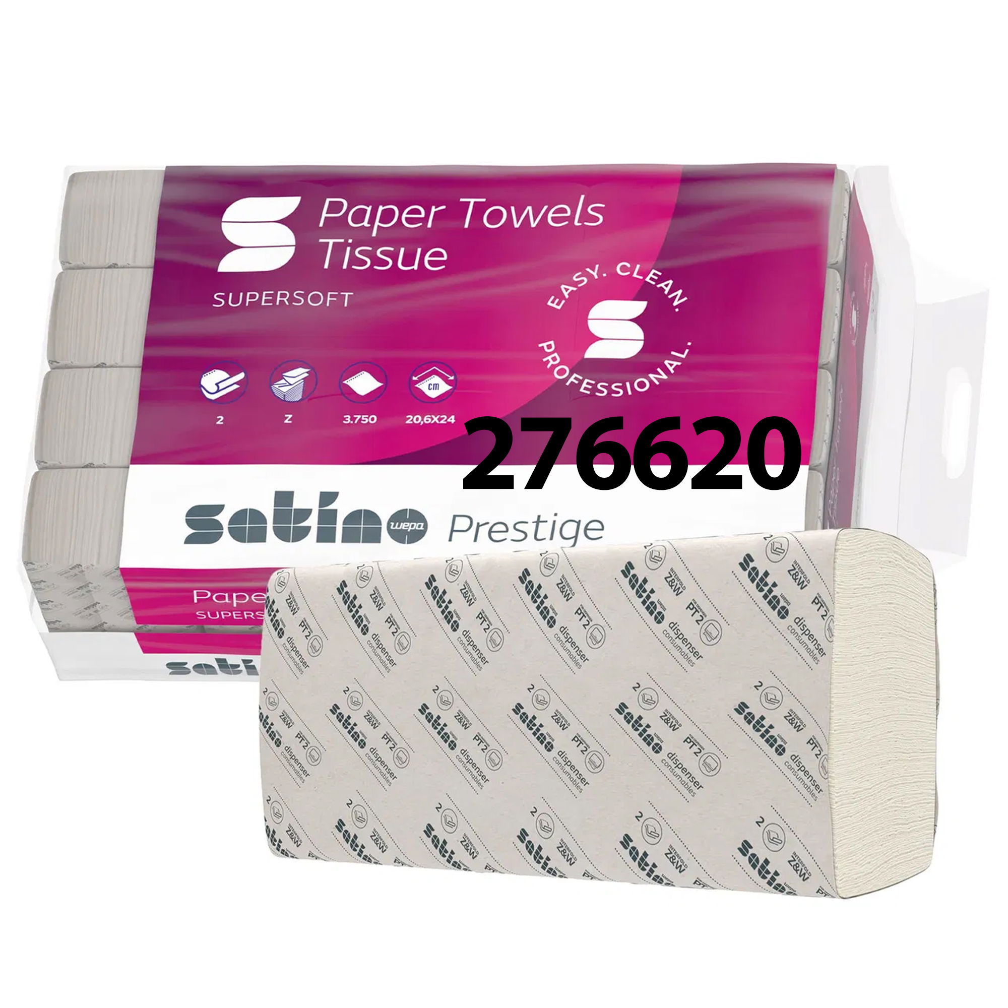 Papierhandtücher Z-Falz | 2-lagig | Zellstoff | satino Prestige