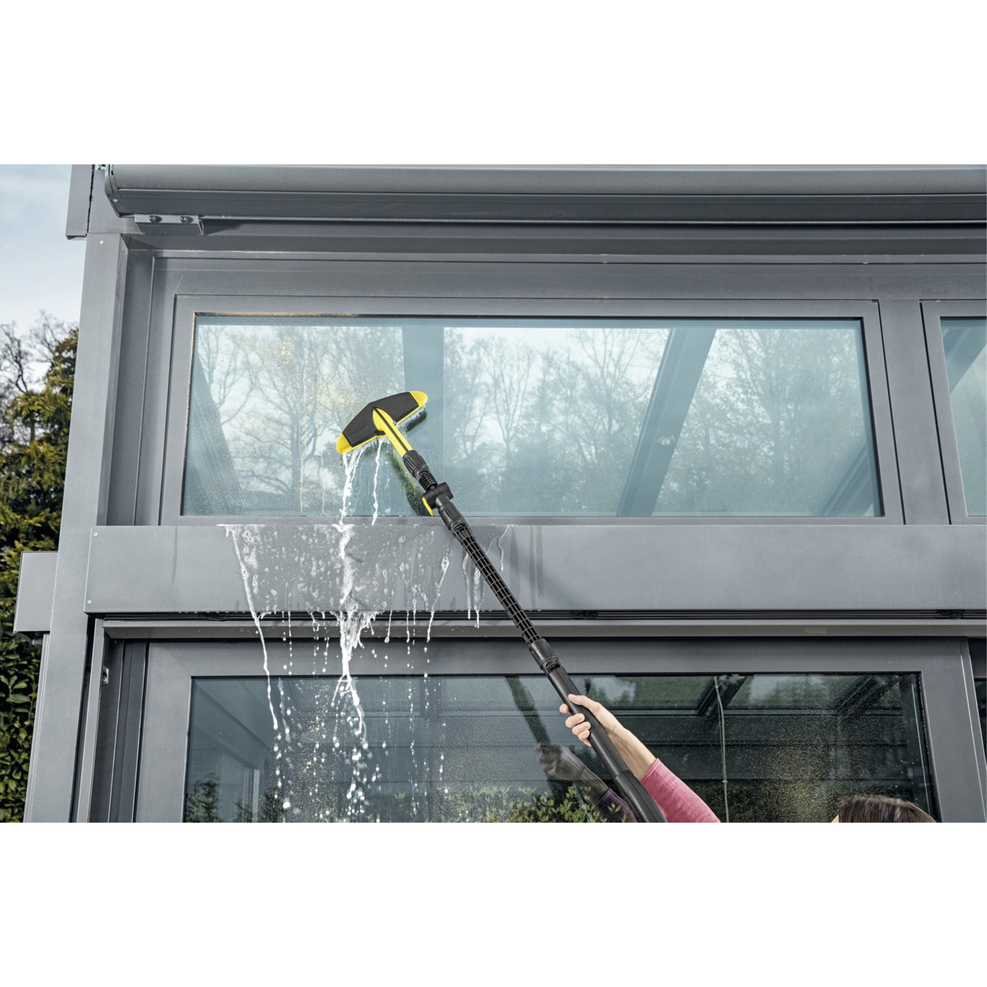 Fensterreiniger, Ausziehbarer Reiniger, Druckwasserspülung, Fensterreinigung, Glasreiniger