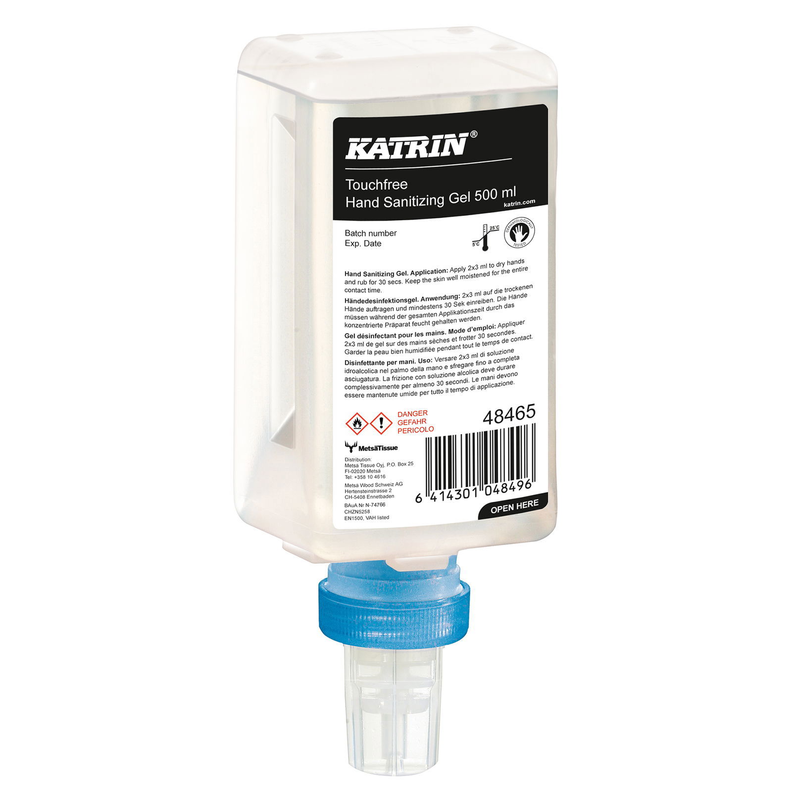 Gel disinfettante per le mani Katrin 48465 touchfree 500 ml