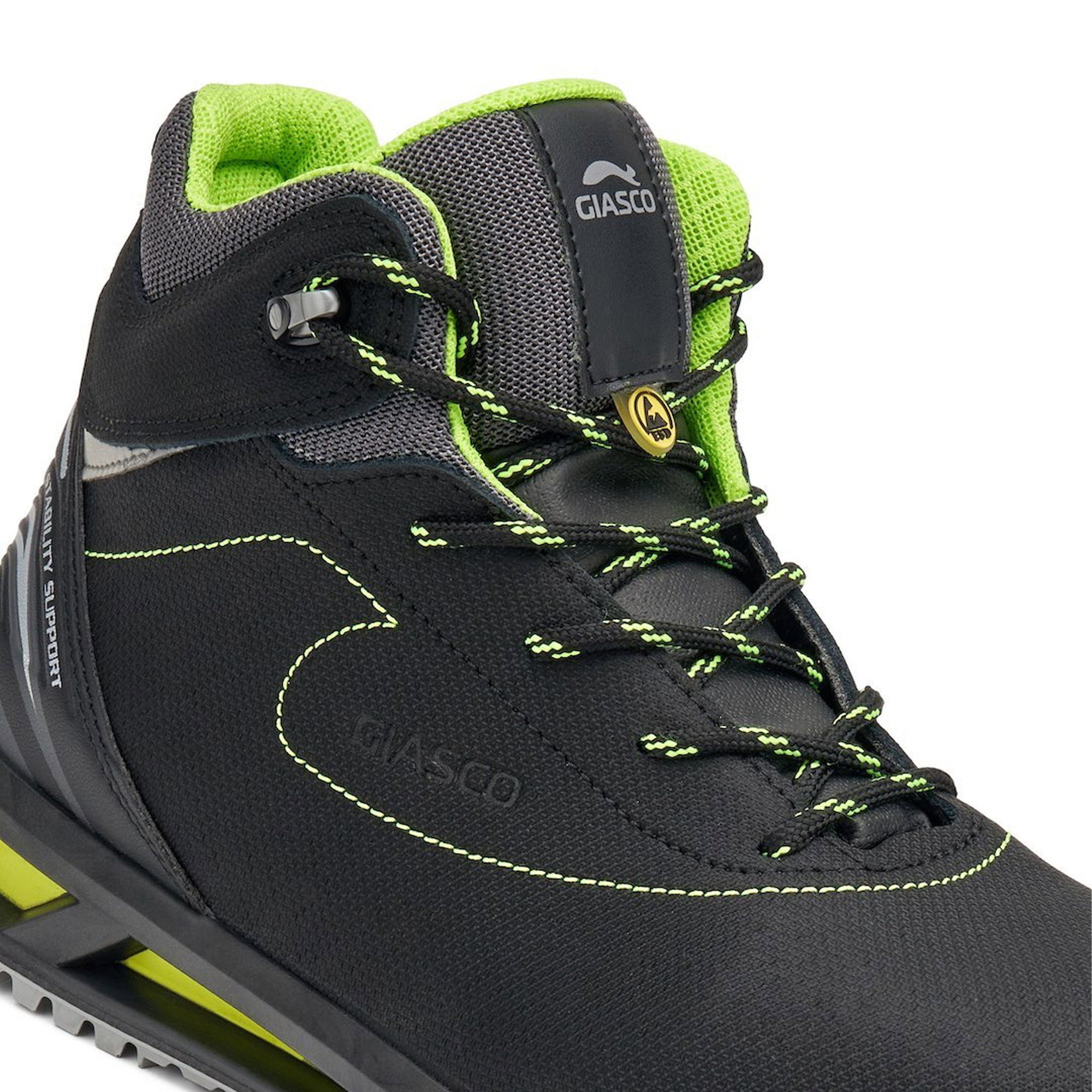 Stiefel, Wanderschuh, Neon grün, Schnürung, Gummi-Laufsohle