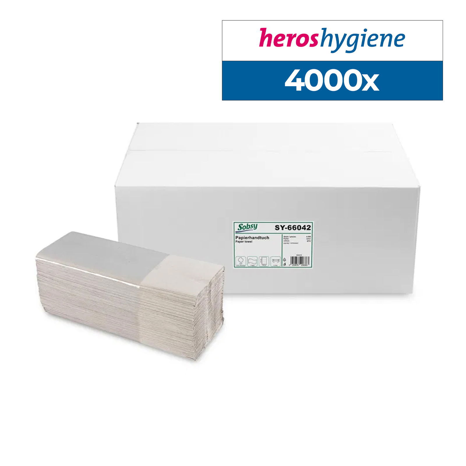 Sobsy SY-66042 Papierhandtuch recycling grau 1-lagig C-Falz 4000 Blatt