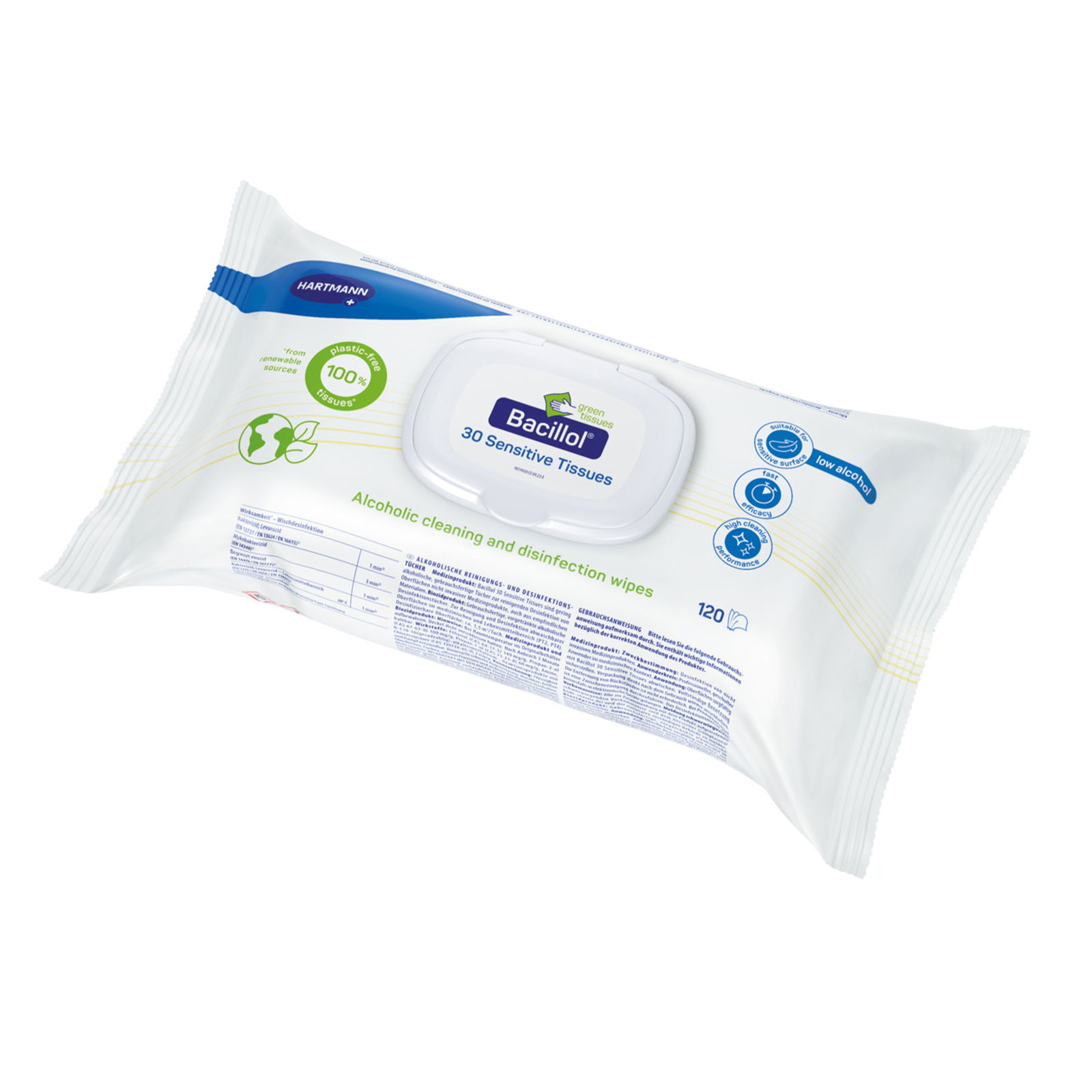 Bacillol 30 Sensitive Green Tissues disinfectant wipes