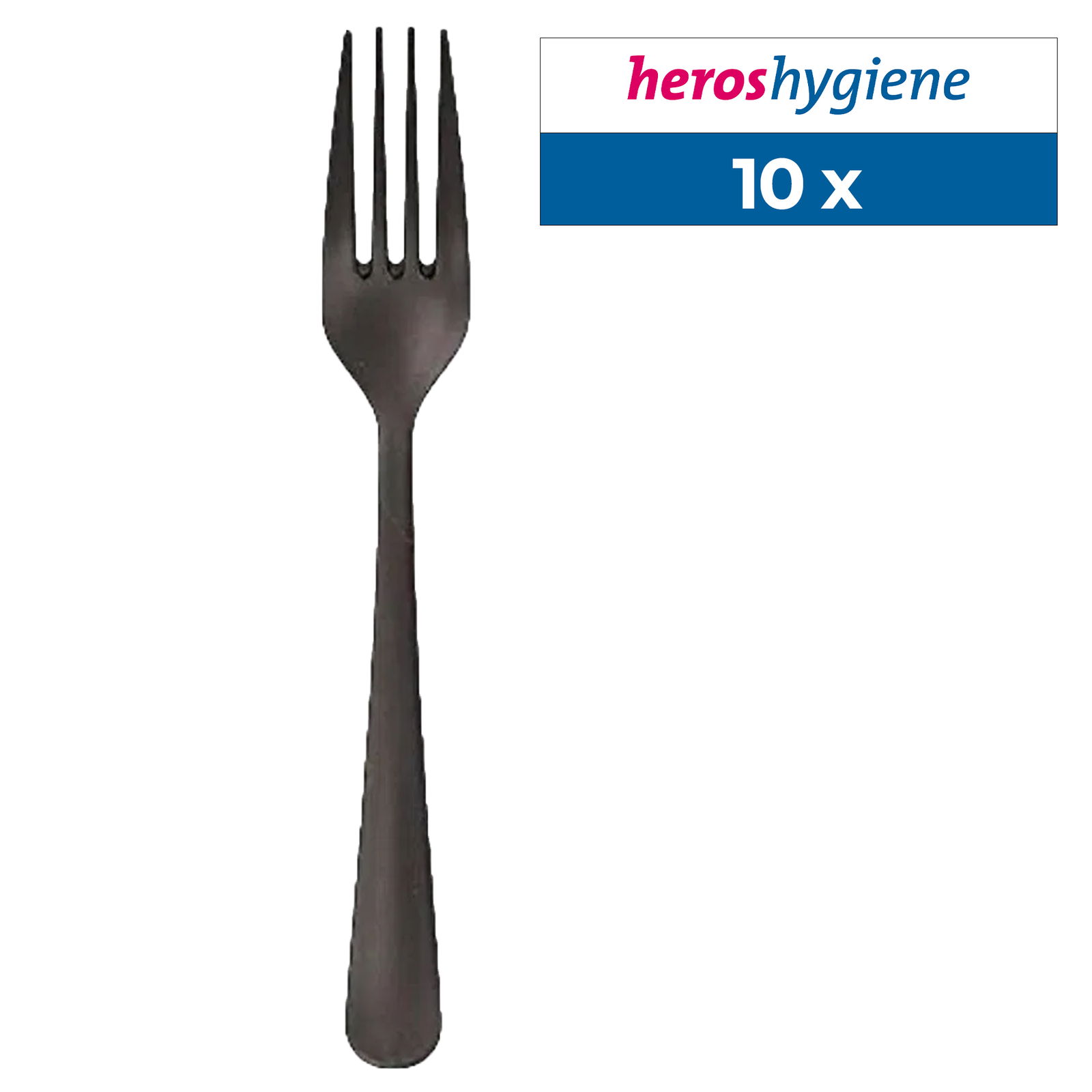 Fourchette réutilisable noire en plastique 19 cm