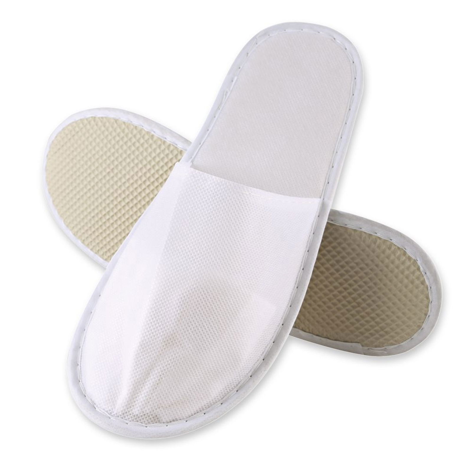 100 pairs of hotel slippers, white, closed at the front, 28 cm long, made of PP fleece