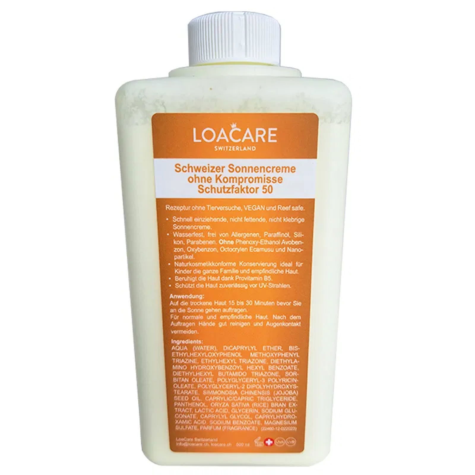 Sunscreen SPF 50 1000 ml Swiss Made LOACARE