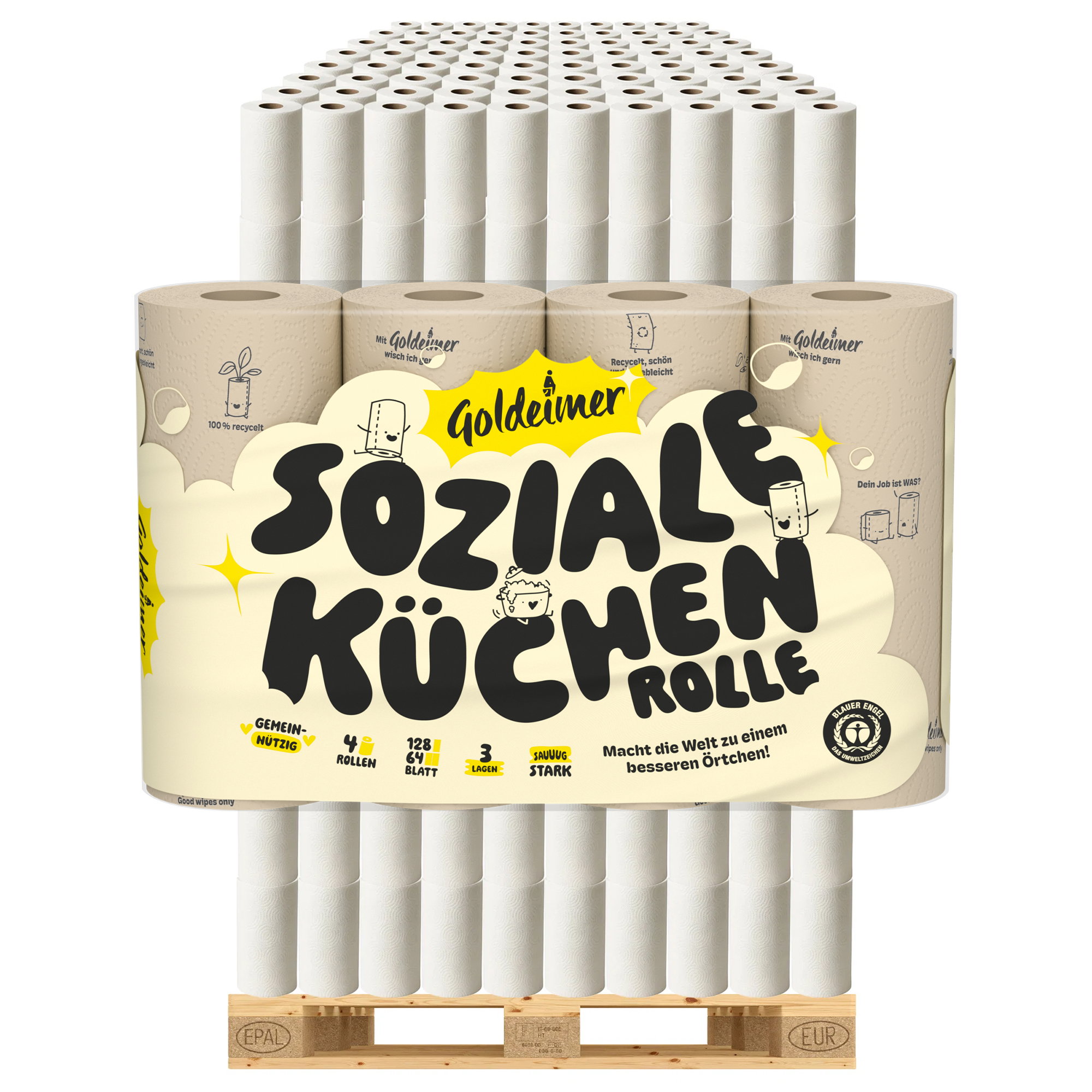 Toilettepapier, Küche, Rollen, Recyclingpapier, Großverpackung, toilet paper, papierrollen, rollen, küchenrolle, rolle, Toilettenpapier, Küchenrolle, Paket, Rollenteile, Holzpalette