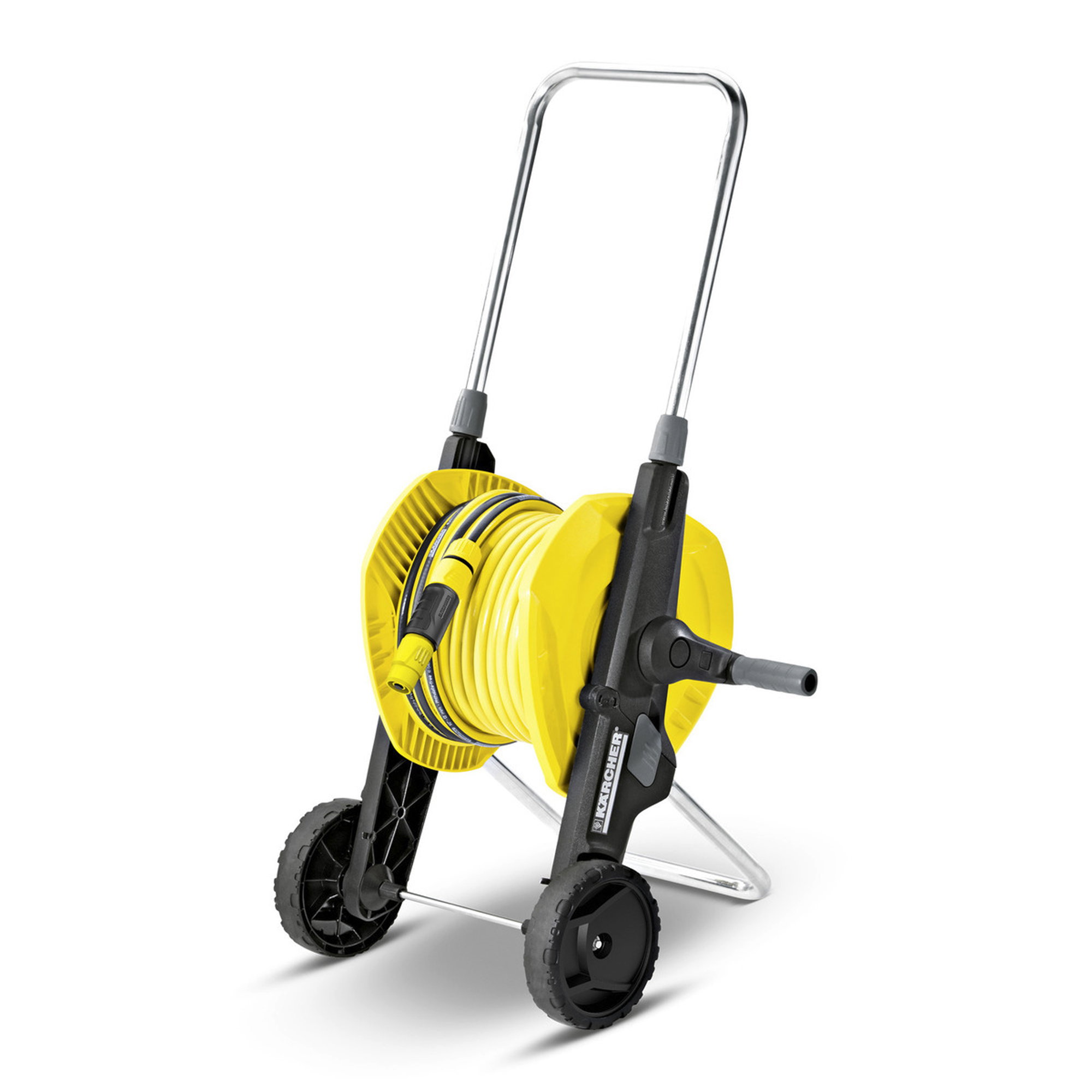 Garten-Schlauchwagen, Schlauchwendel, Rollwagen, Gelb, Rollwagen mit Schlauch