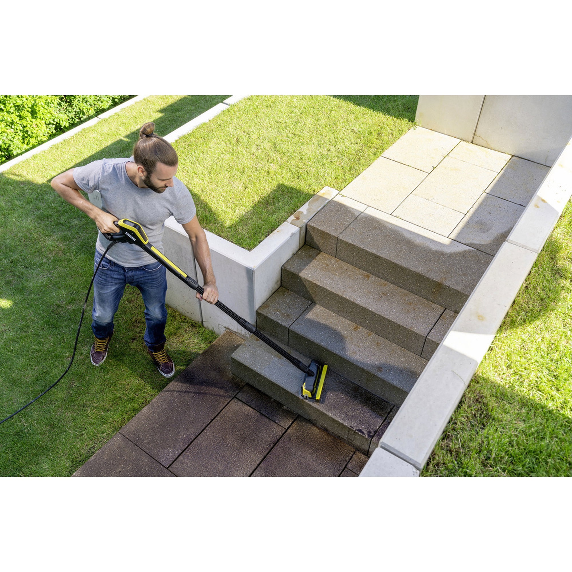 Hochdruckreiniger, Garten, Steinpflaster, Stufenreinigung, Kabel