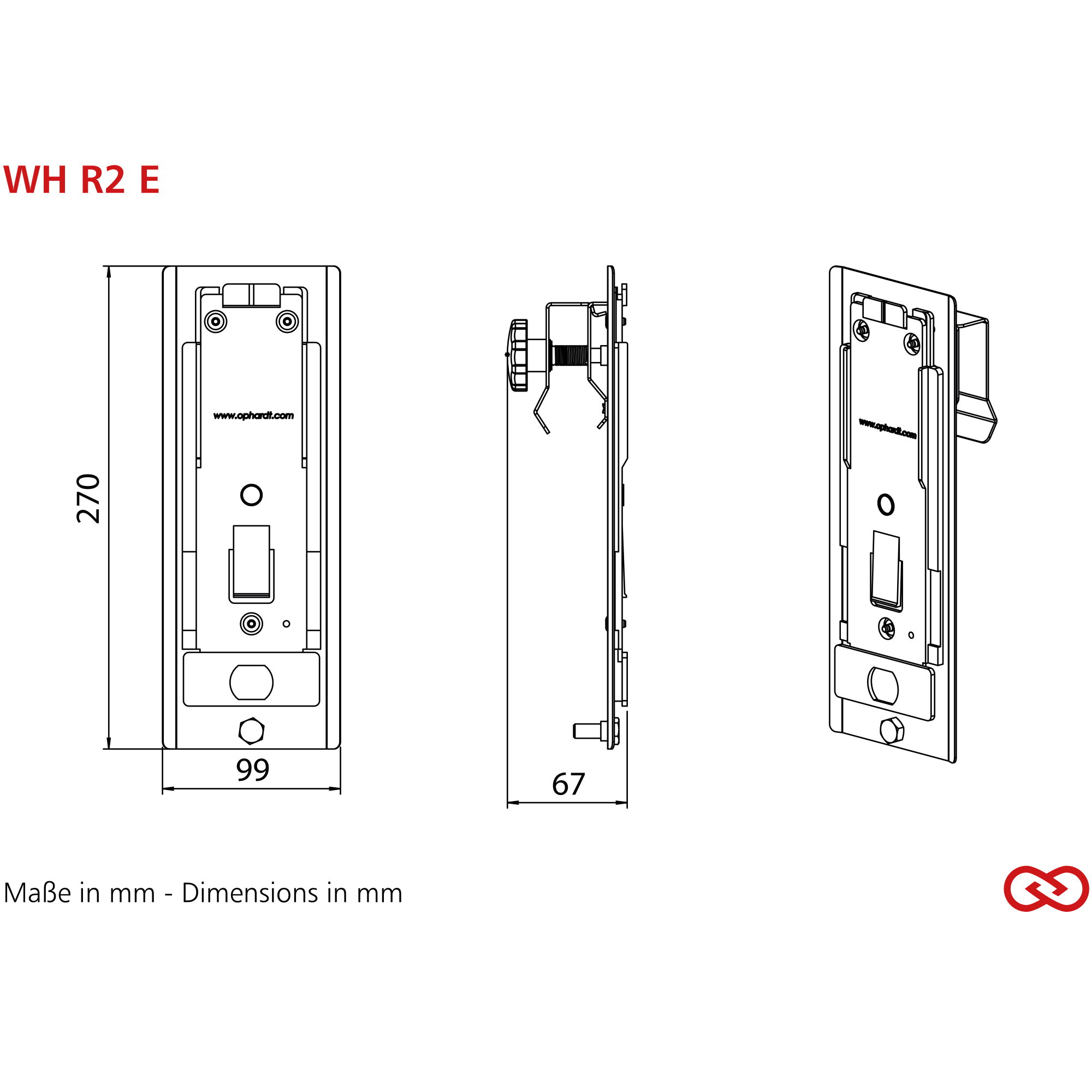 Schloss, Elektronik, Montageplatte, Maße 270x99, Schlossriegel