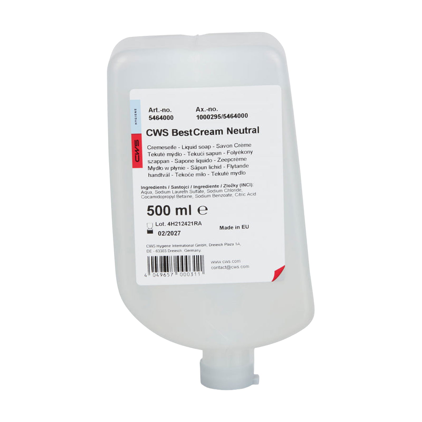 Savon crème CWS Best Cream Neutre 500 ml
