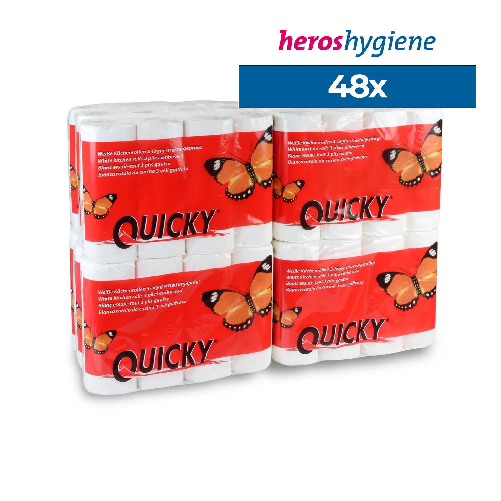 Quicky HP-99068 Küchenrolle 3-lagig Zellstoff weiss 48 Rollen