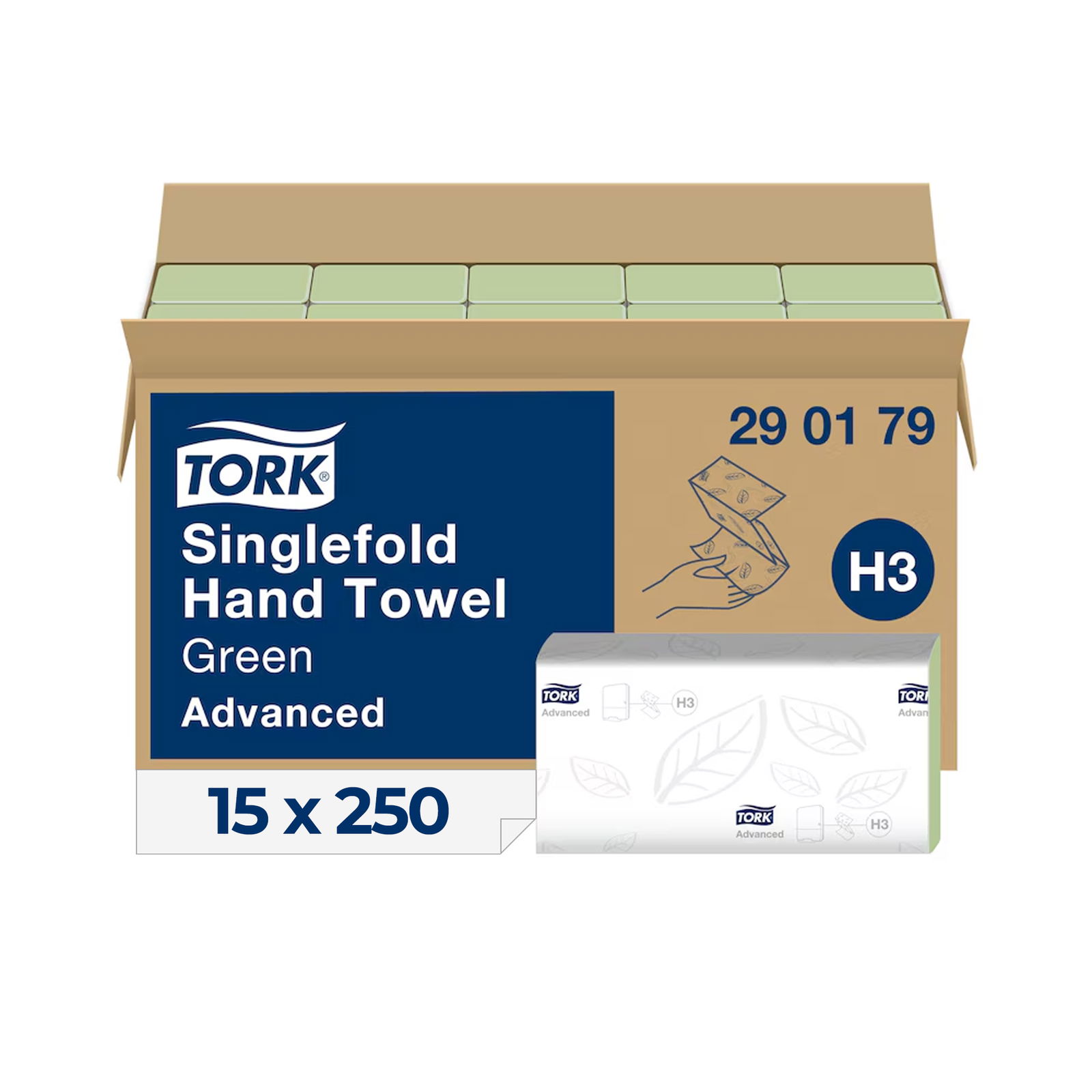 Tork 290179 Papierhandtücher Advanced H3 2-lagig V-Falz grün Übersicht