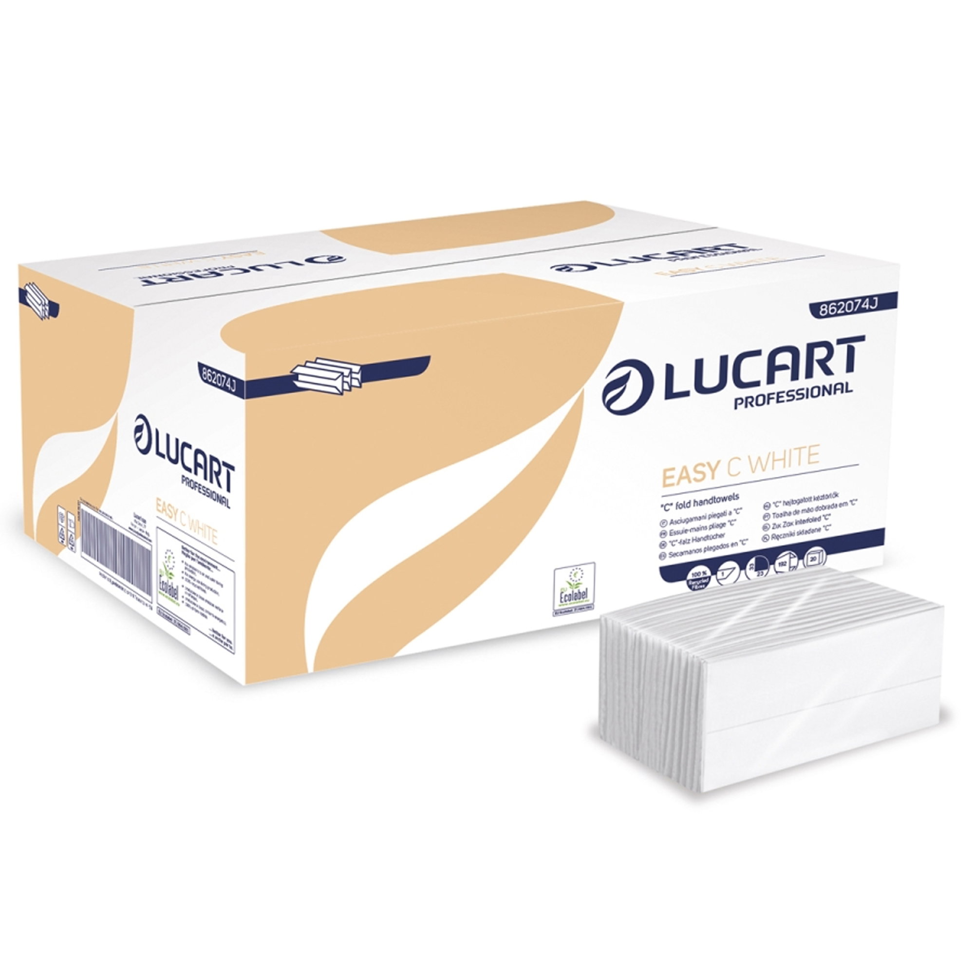 Asciugamani di carta con piegatura a C | Monostrato | Riciclati | Lucart Easy C White