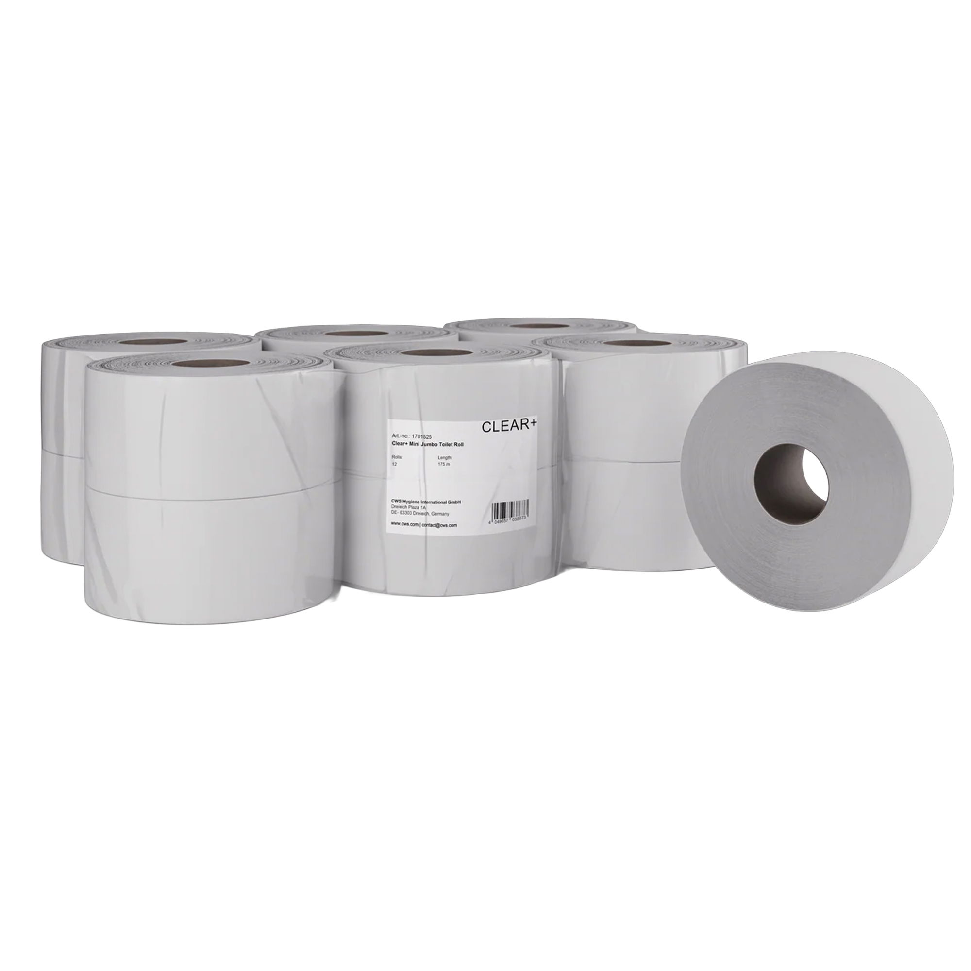 Toilettenpapier Jumborolle | 2-lagig | Zellstoff | 175 m | 700 Blatt | Clear+