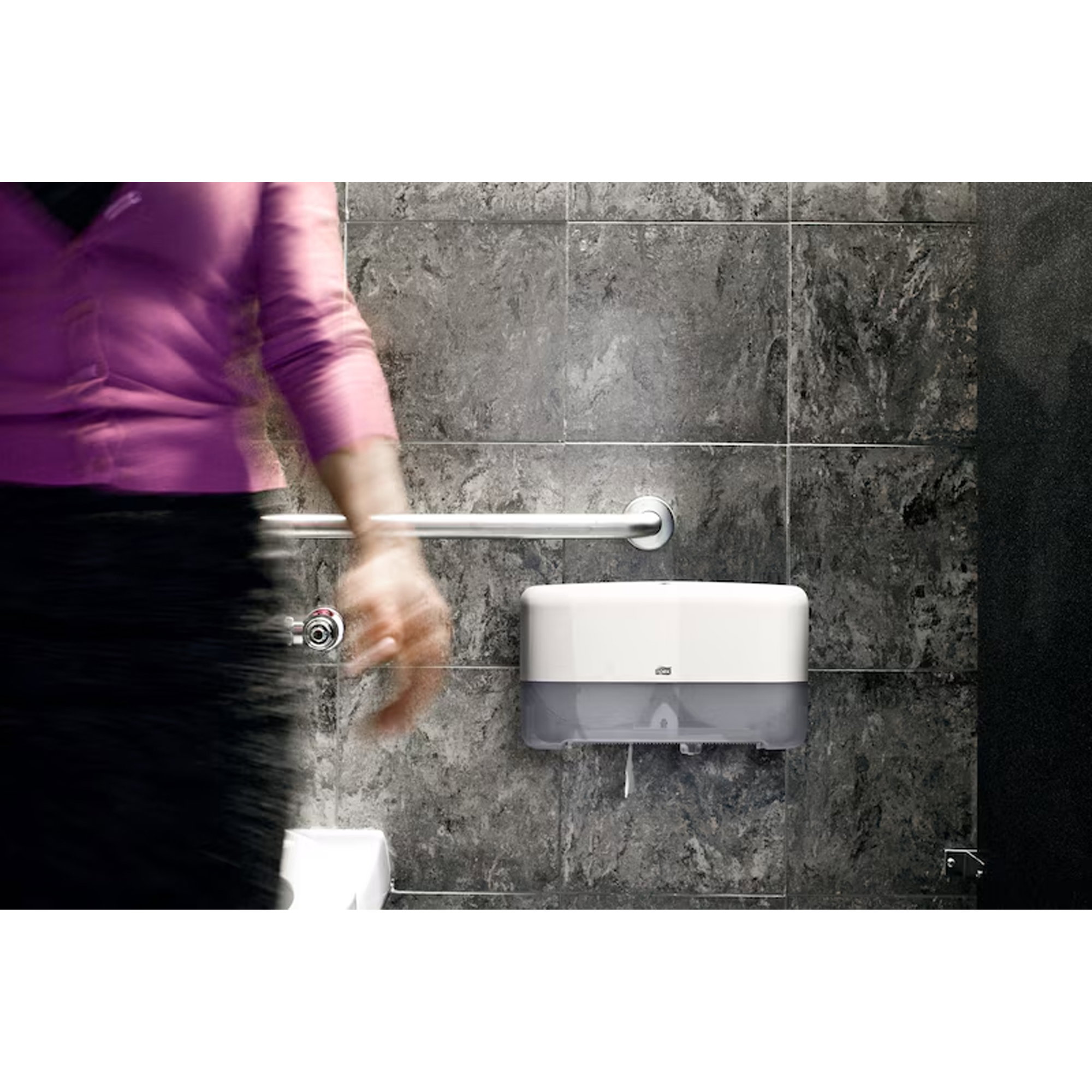 Toilette Spender, wandmontiert, Bad, grau-weiß, Metallhalterung