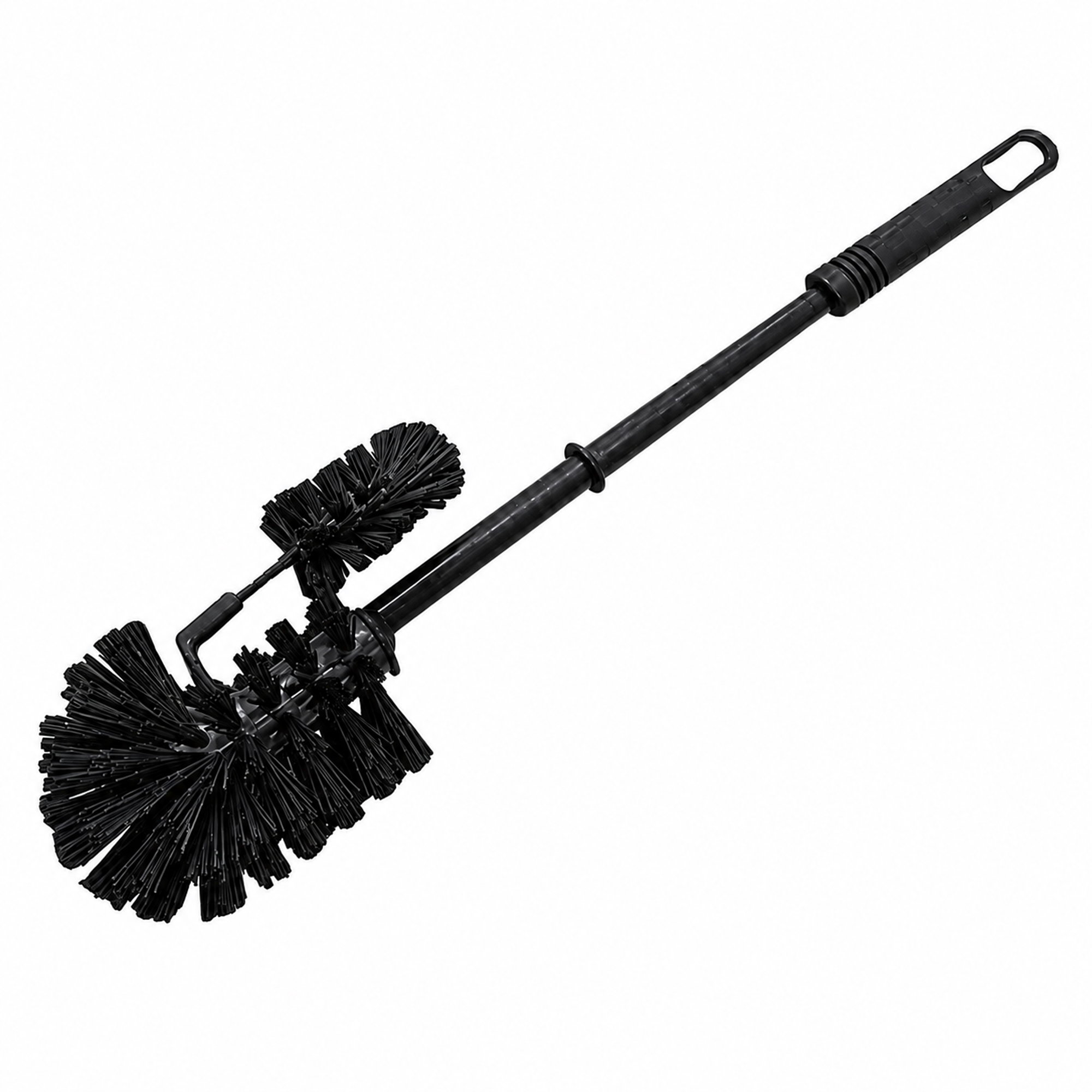 Brosse de WC avec nettoyeur de rebord, noire | Plastique | Ø 90 mm