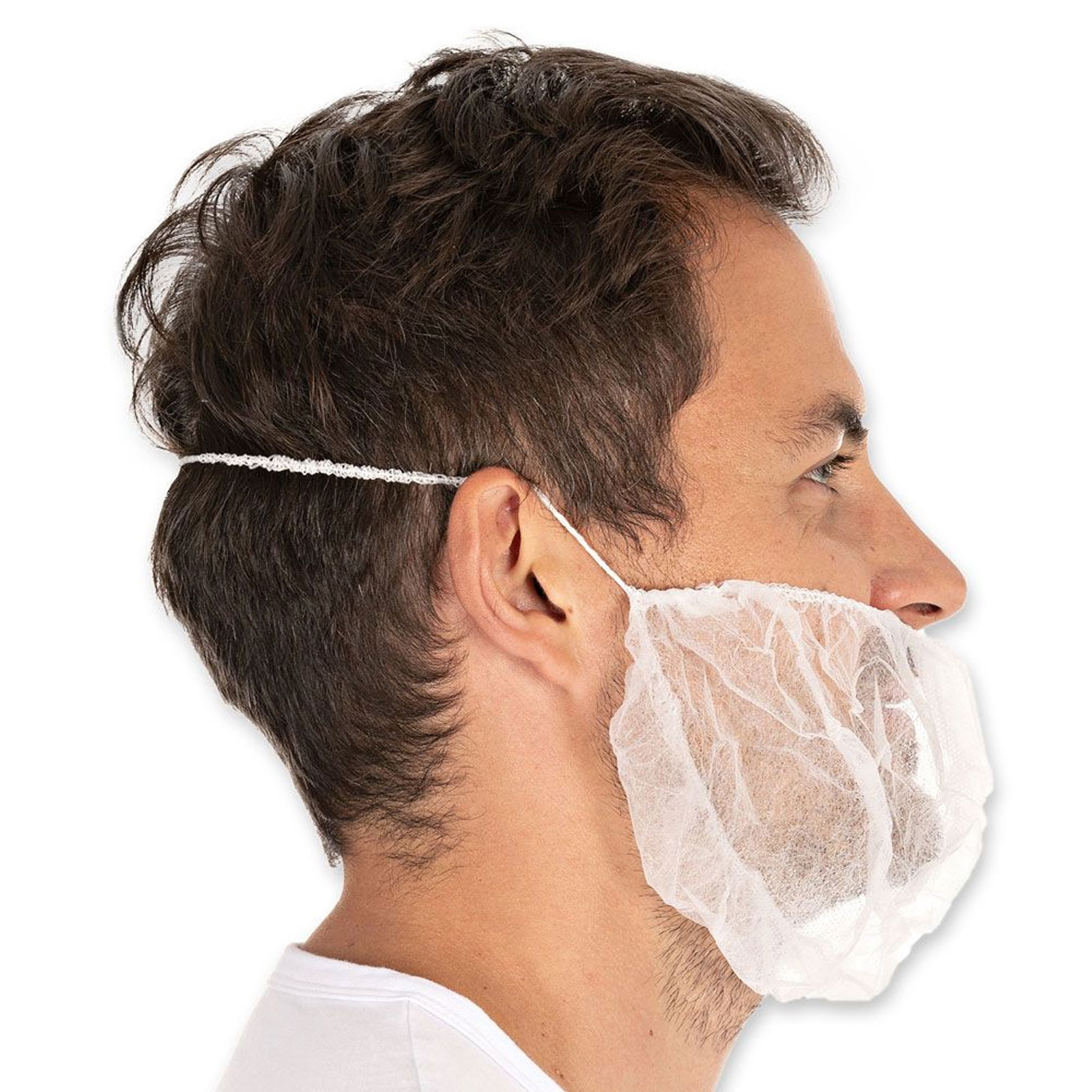 Beard cover for kitchen & food industry polypropylene fleece white