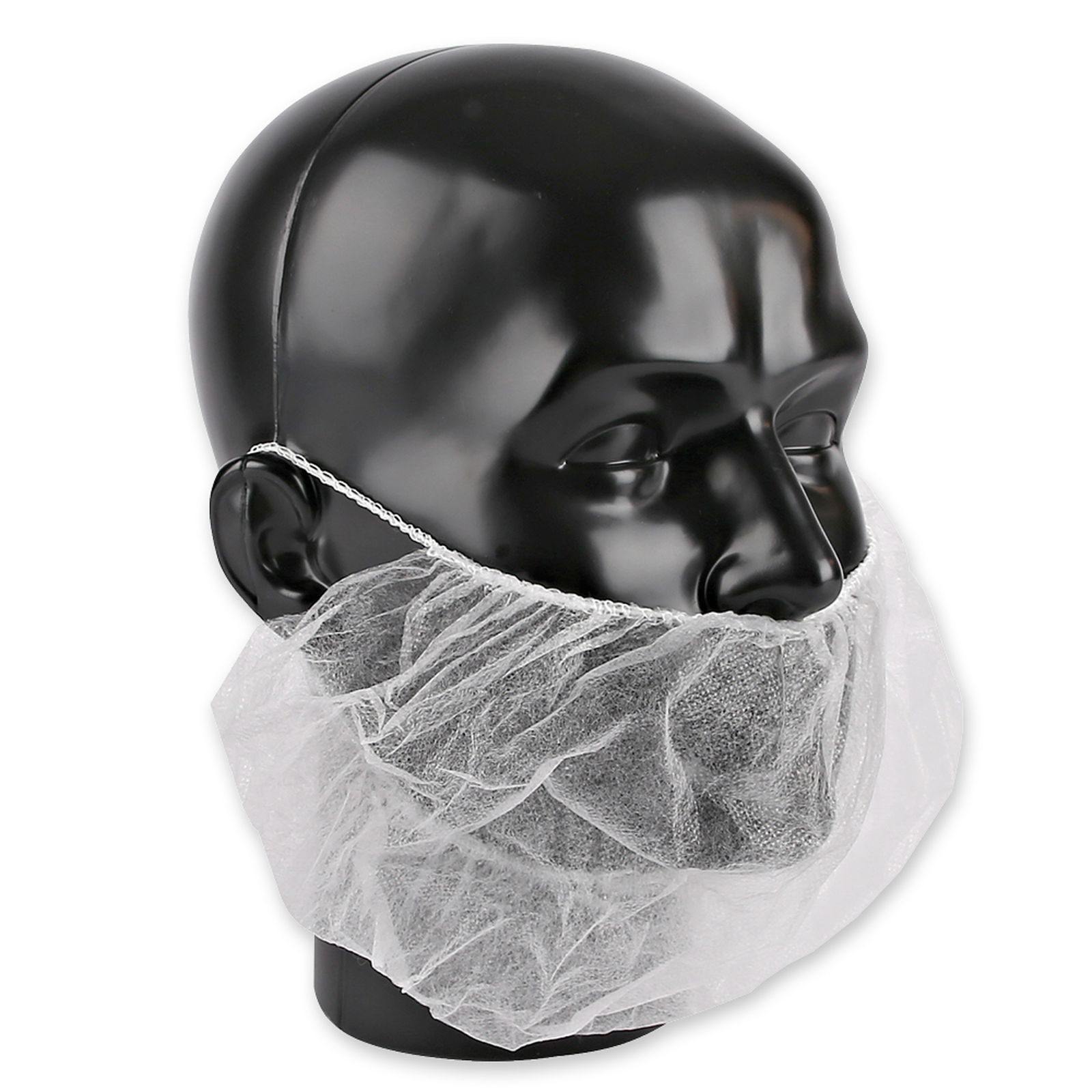 Beard cover with ear loops polypropylene white