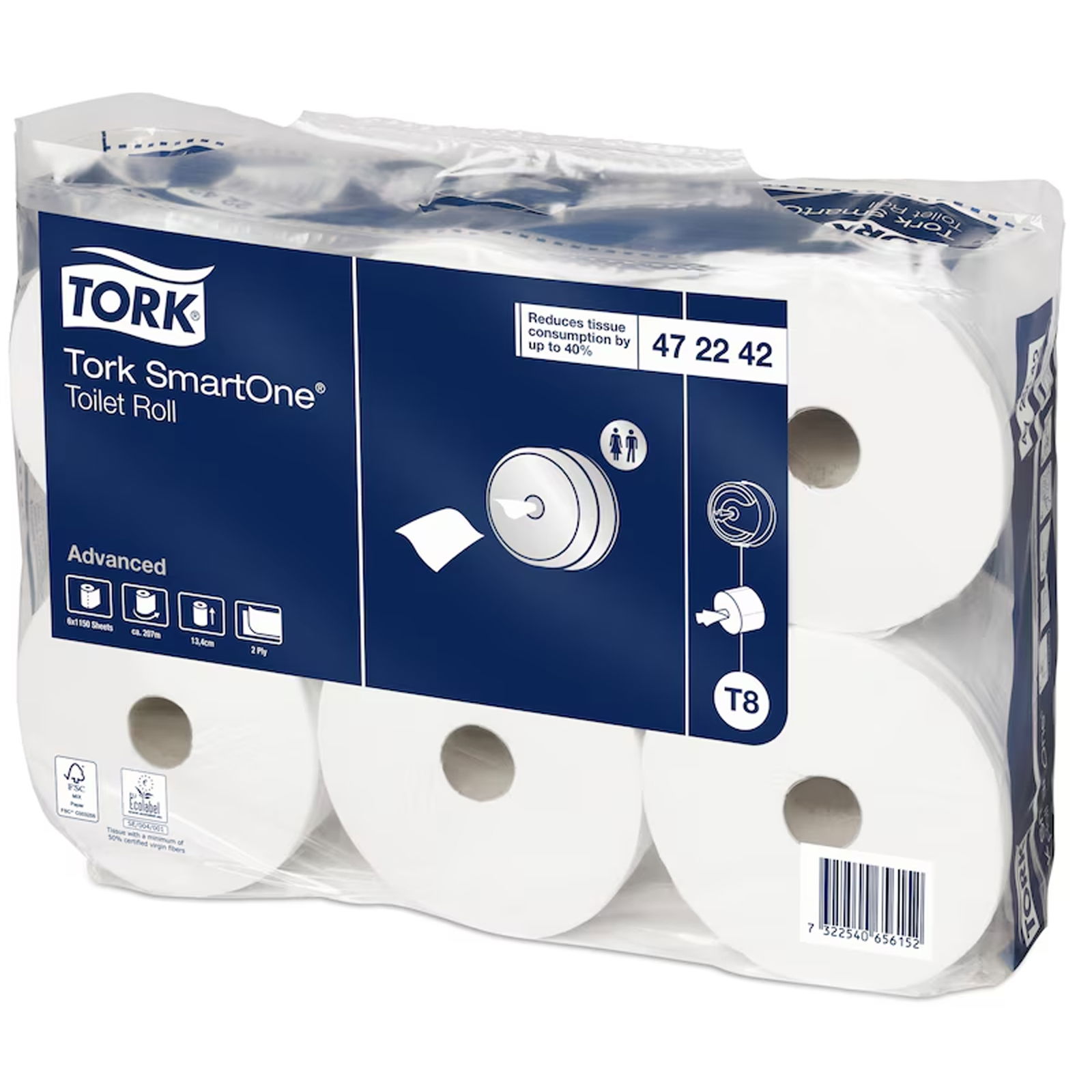 TORK 472242 carta igienica SmartOne T8 rotolo jumbo 207 m 2 veli