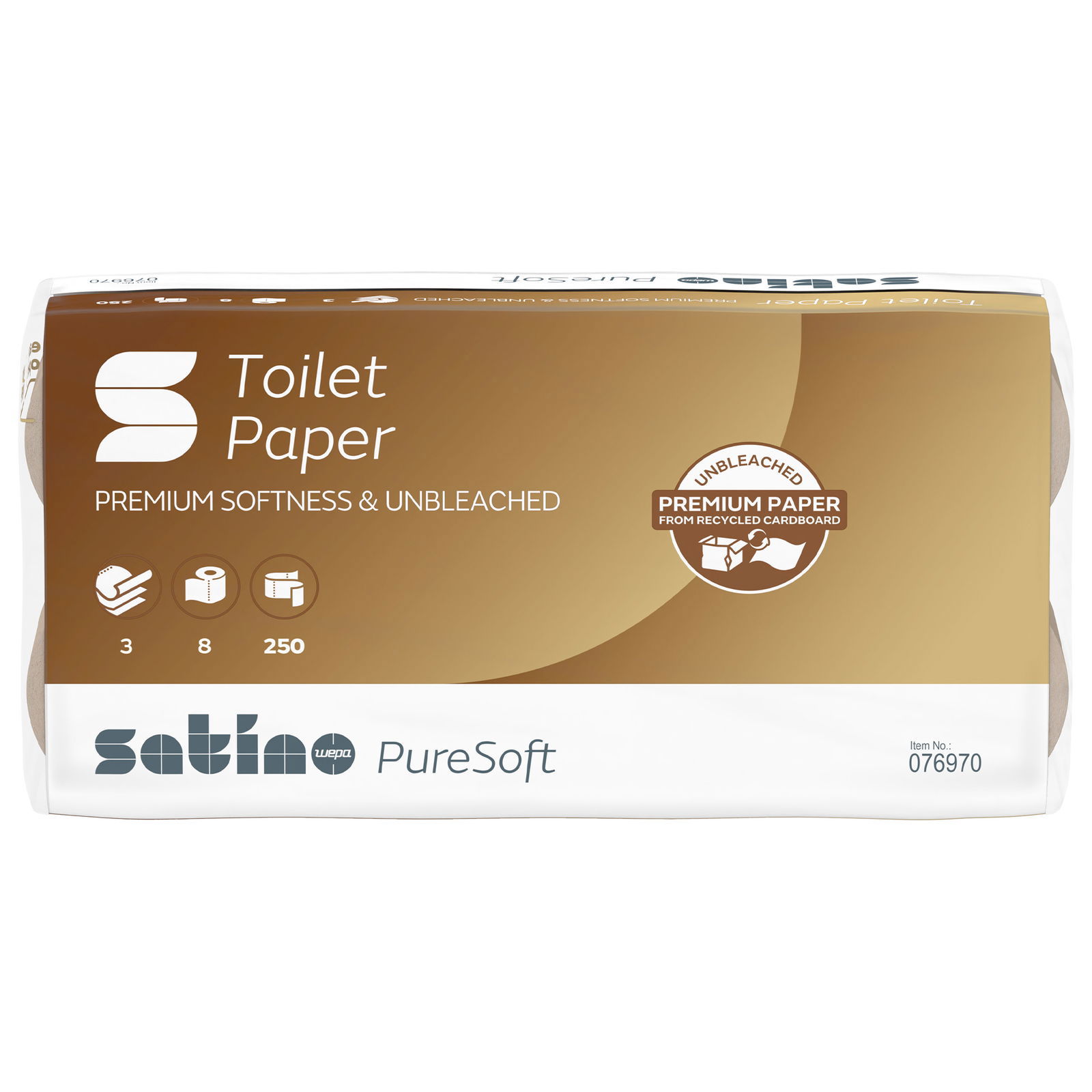 Satino PureSoft 076970 Toilet Paper 3-Ply Recycled 250 Sheets