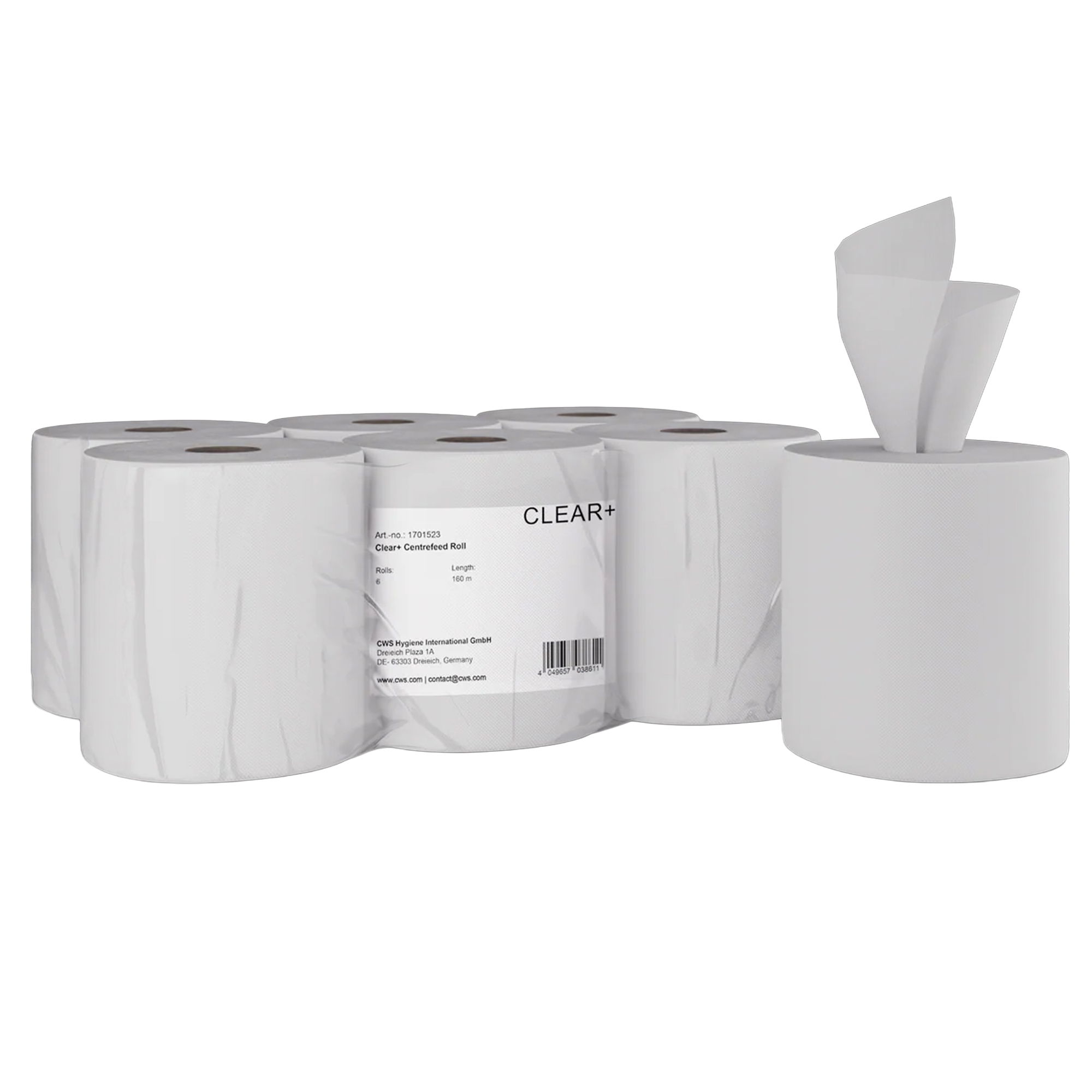 Papierhandtuchrollen | 160 m | 2-lagig | Zellstoff | Clear+