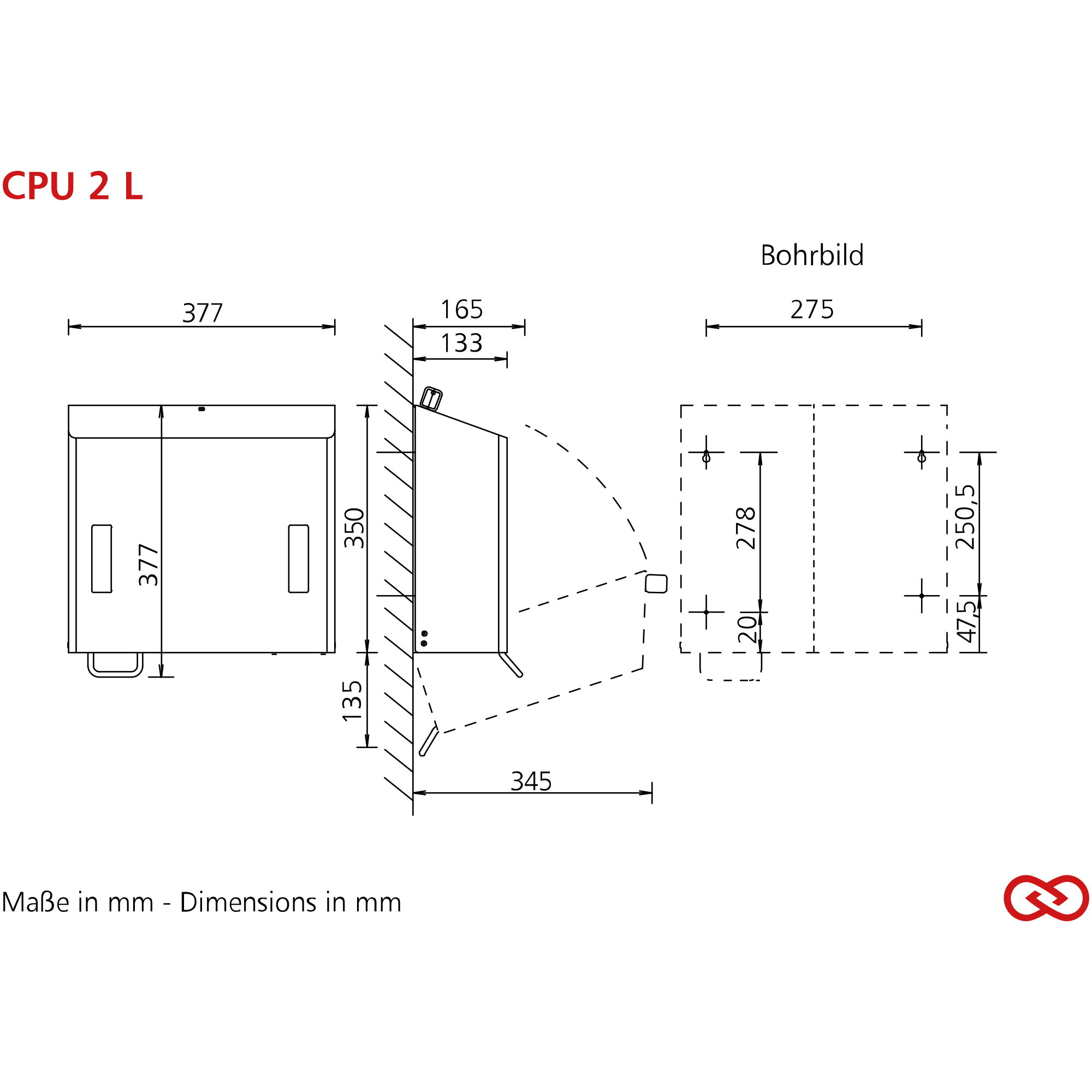 cpu 2l, diagramm, bohrbild, technische zeichnung, maße