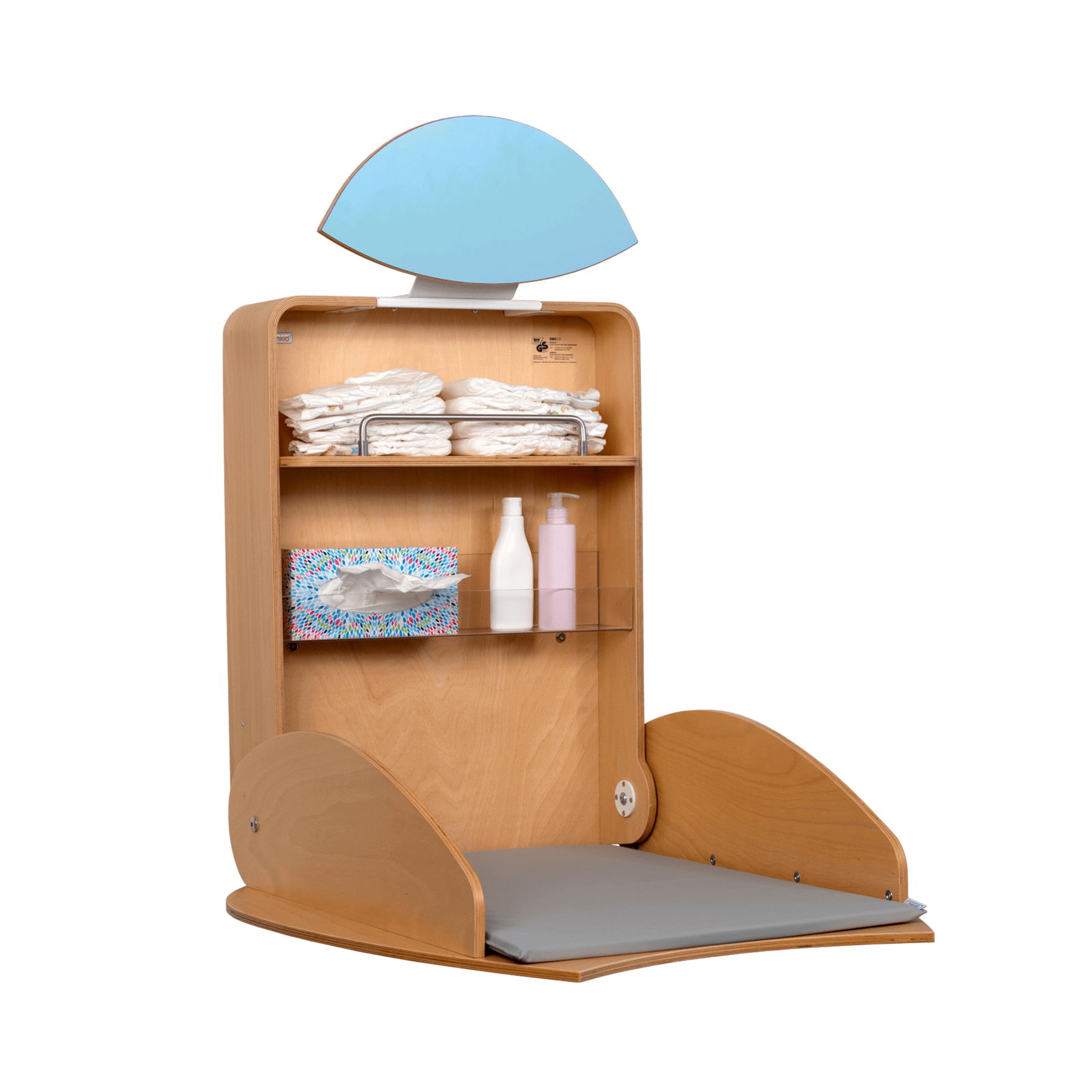timkid TOW6003 OWO2.0 Wickeltisch Holz hellblau offen