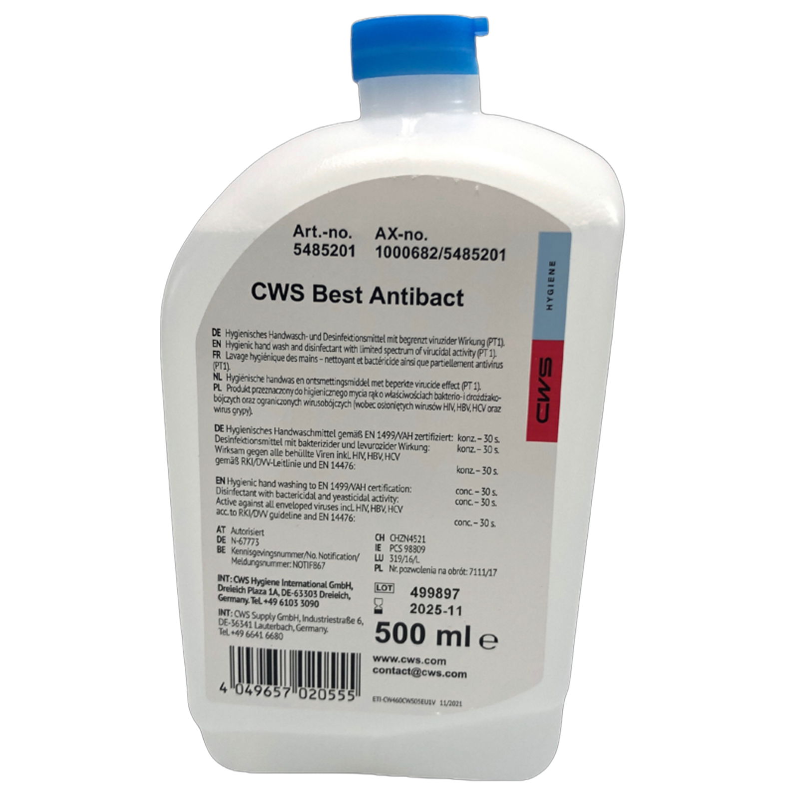 CWS 1000682 Best Antibact Concentré de savon mousse antibactérien 500 ml