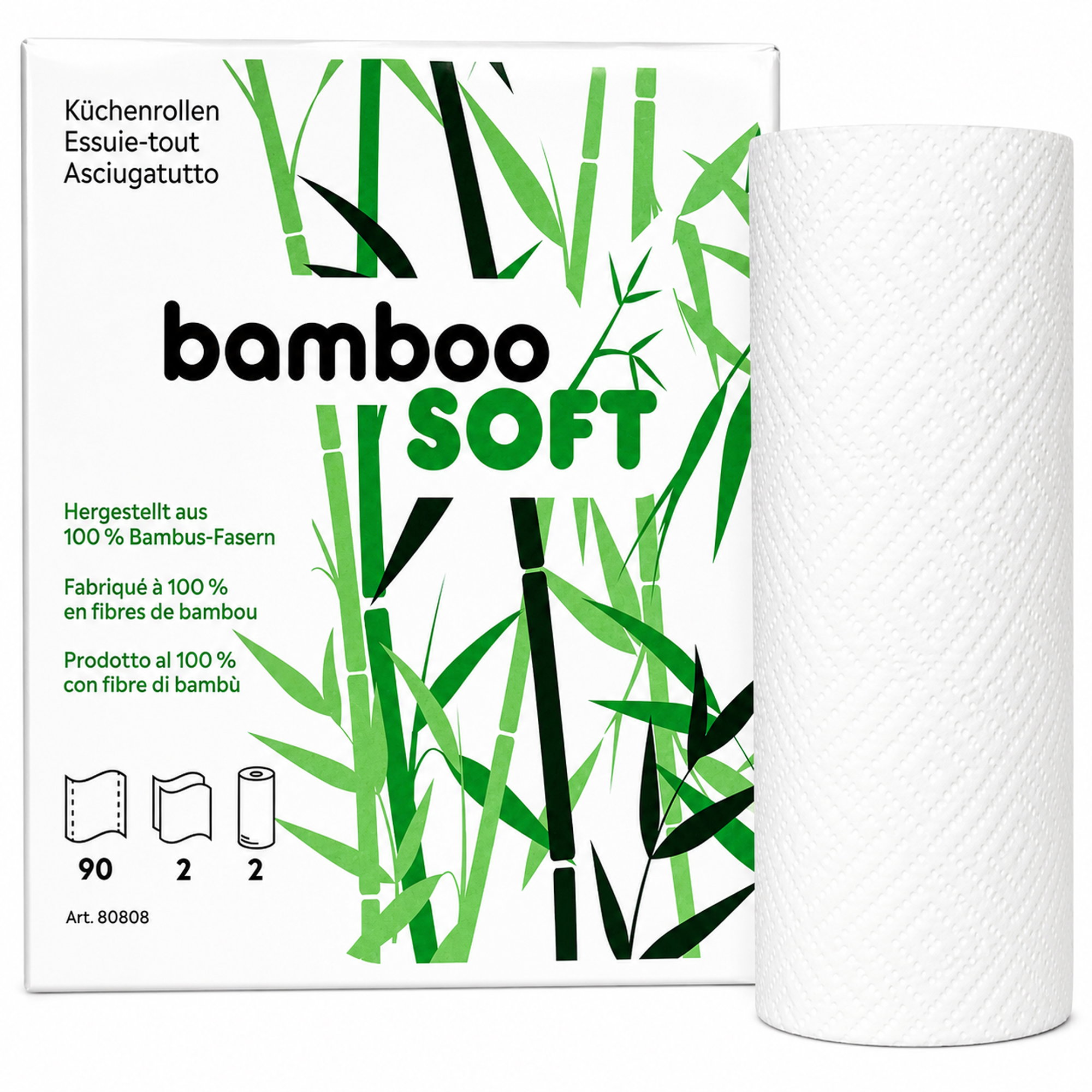 Bambus, Soft, Küchenrolle, Papierrolle, Faserpapier