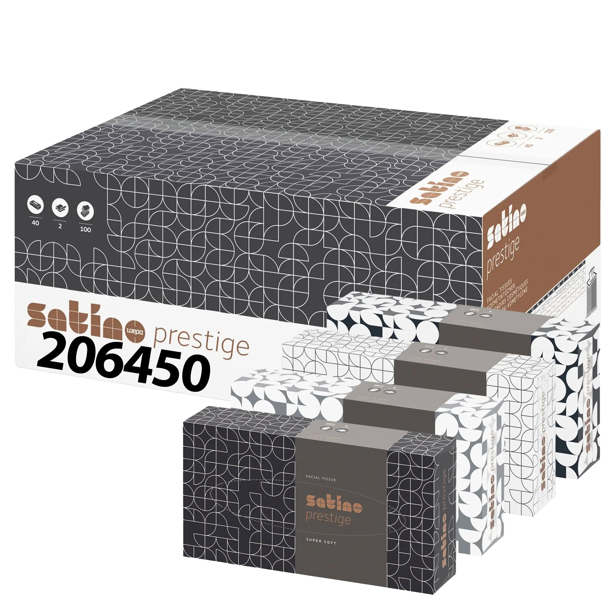 Cosmetic tissue box | 2-ply | cellulose | 100 sheets | satino Prestige