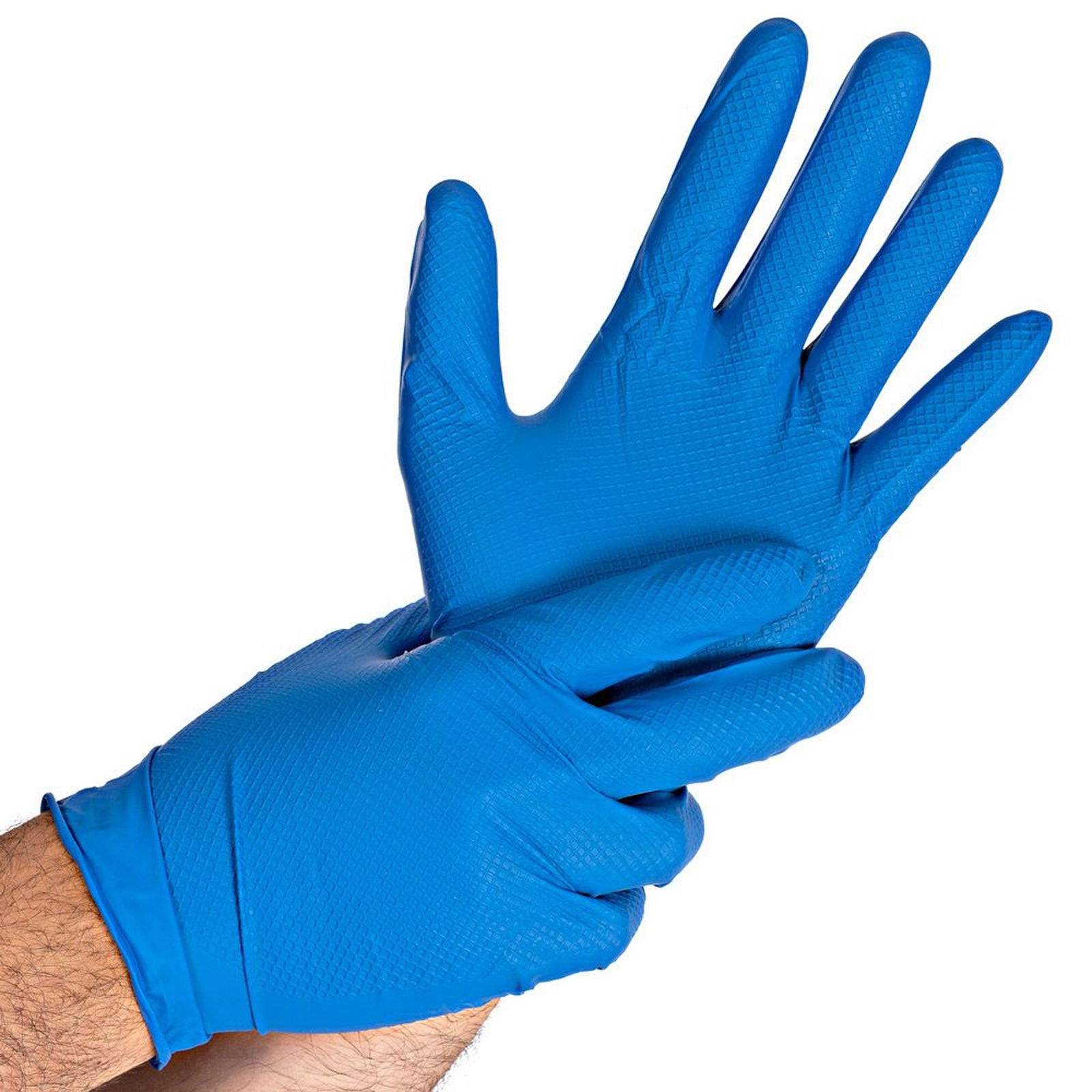 Guanti in nitrile blu Power Grip senza polvere