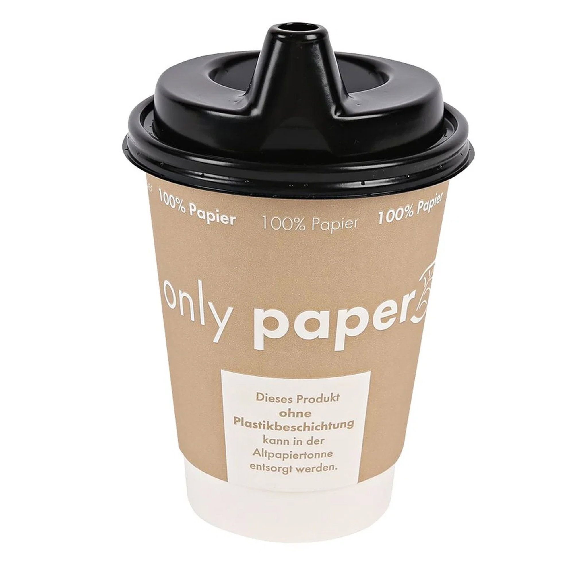 Schnabelbecher | 300 ml | Doppelwand | Pappe ohne Beschichtung