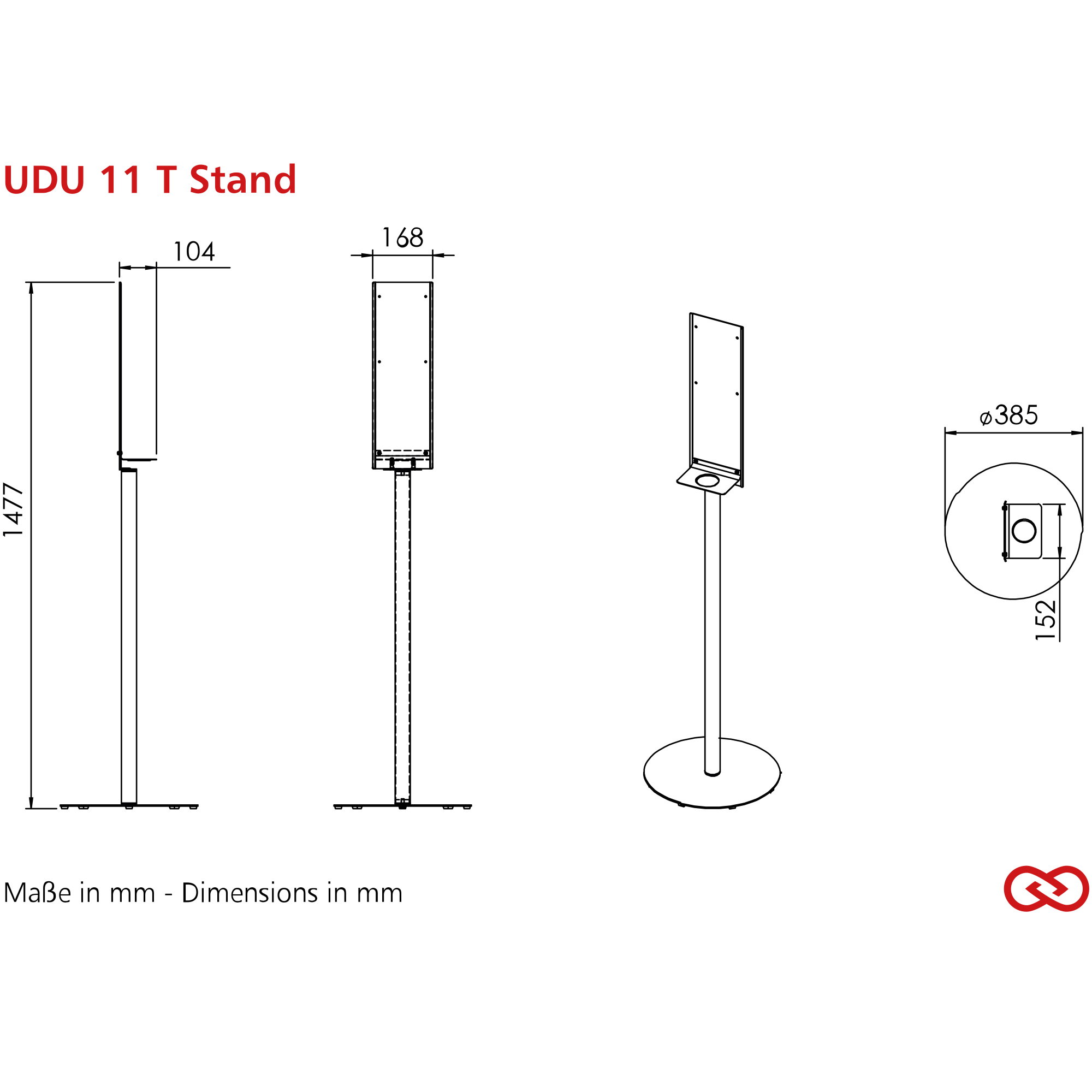 Stehständer, Display-Ständer, Halterung, Höhe verstellbar, Maße mm