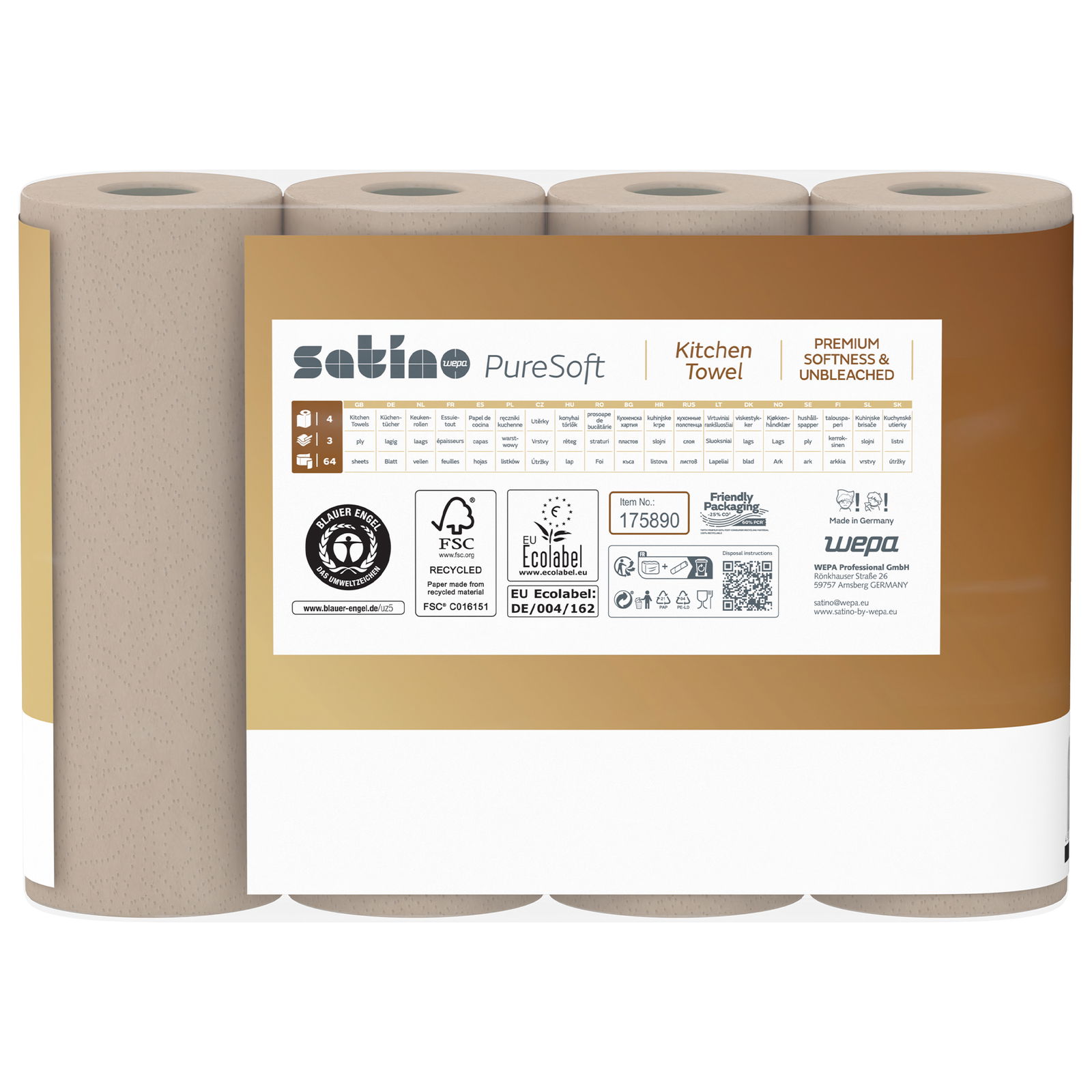 satino PureSoft 175890 Haushaltspapier 3-lagig Recycling