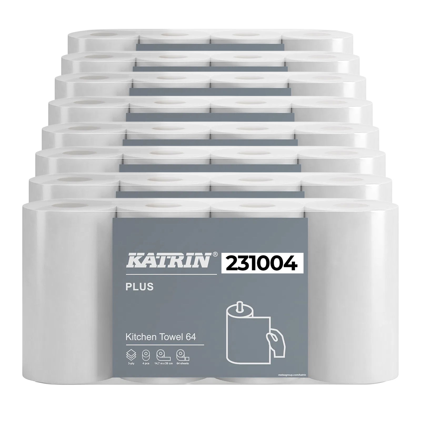 Rouleaux d’essuie-tout 3 plis cellulose 64 feuilles KATRIN 231004