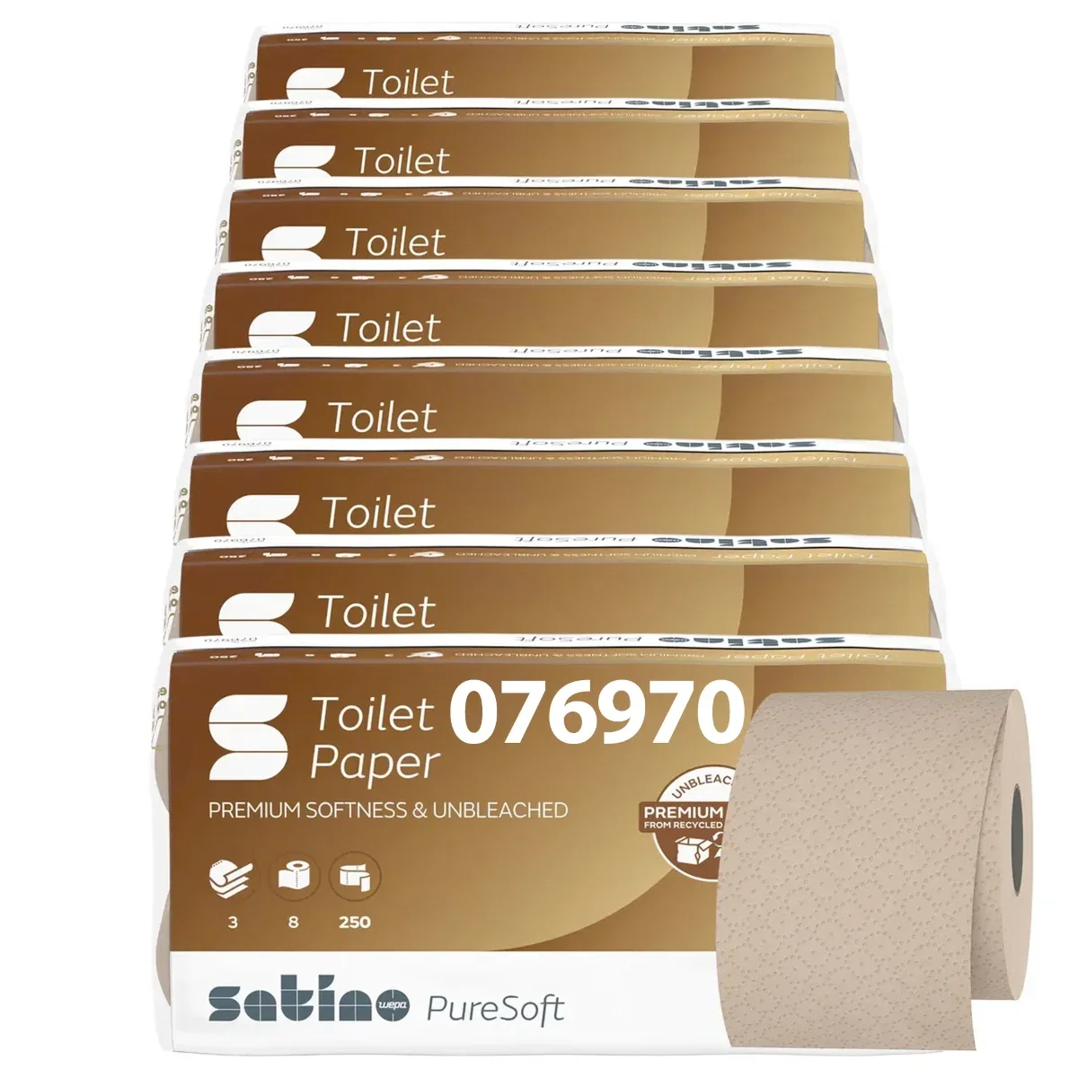 Toilettenpapier | 3-lagig | Recycling | 250 Blatt | satino PureSoft