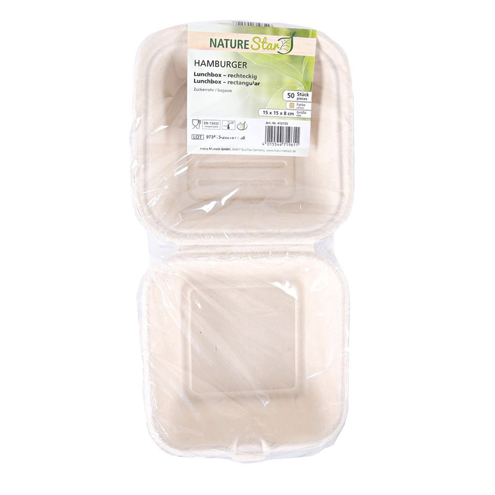 Lunchbox, Beige, Rechteckig, Zweikammer, Plastik