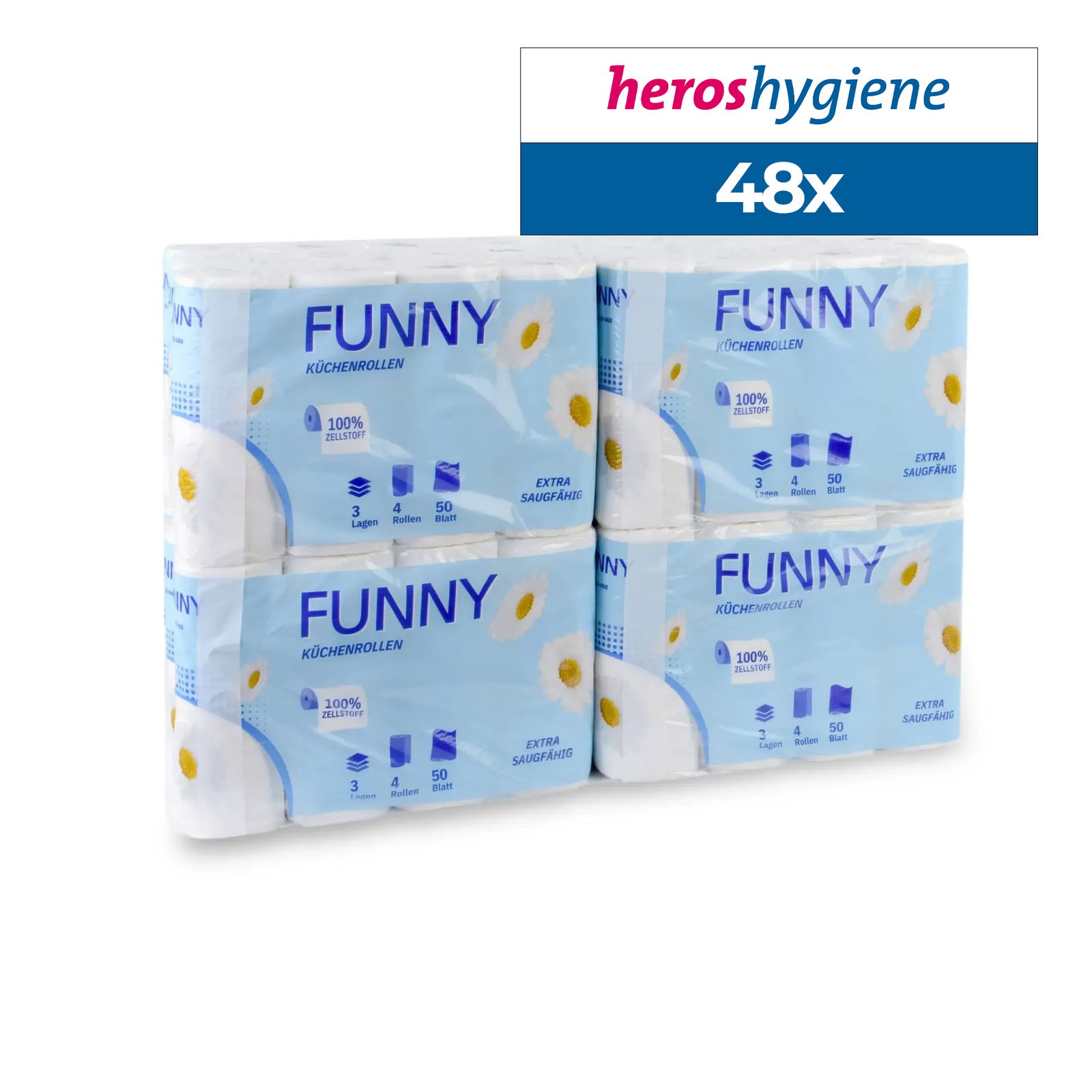 Funny AG-068 Küchenrolle 3-lagig Zellstoff hochweiss 48 Rollen