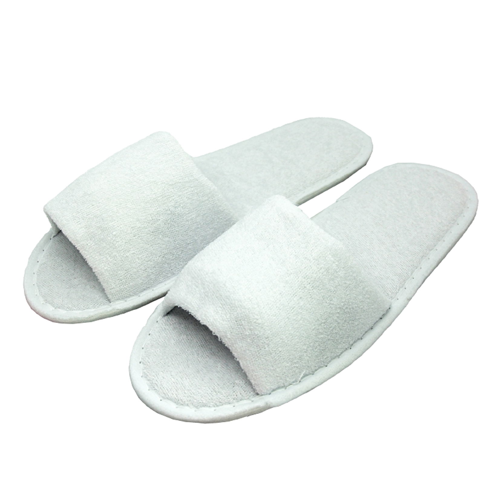 100 paia di pantofole per hotel, bianche, aperte sul davanti, lunghe 29 cm, in spugna