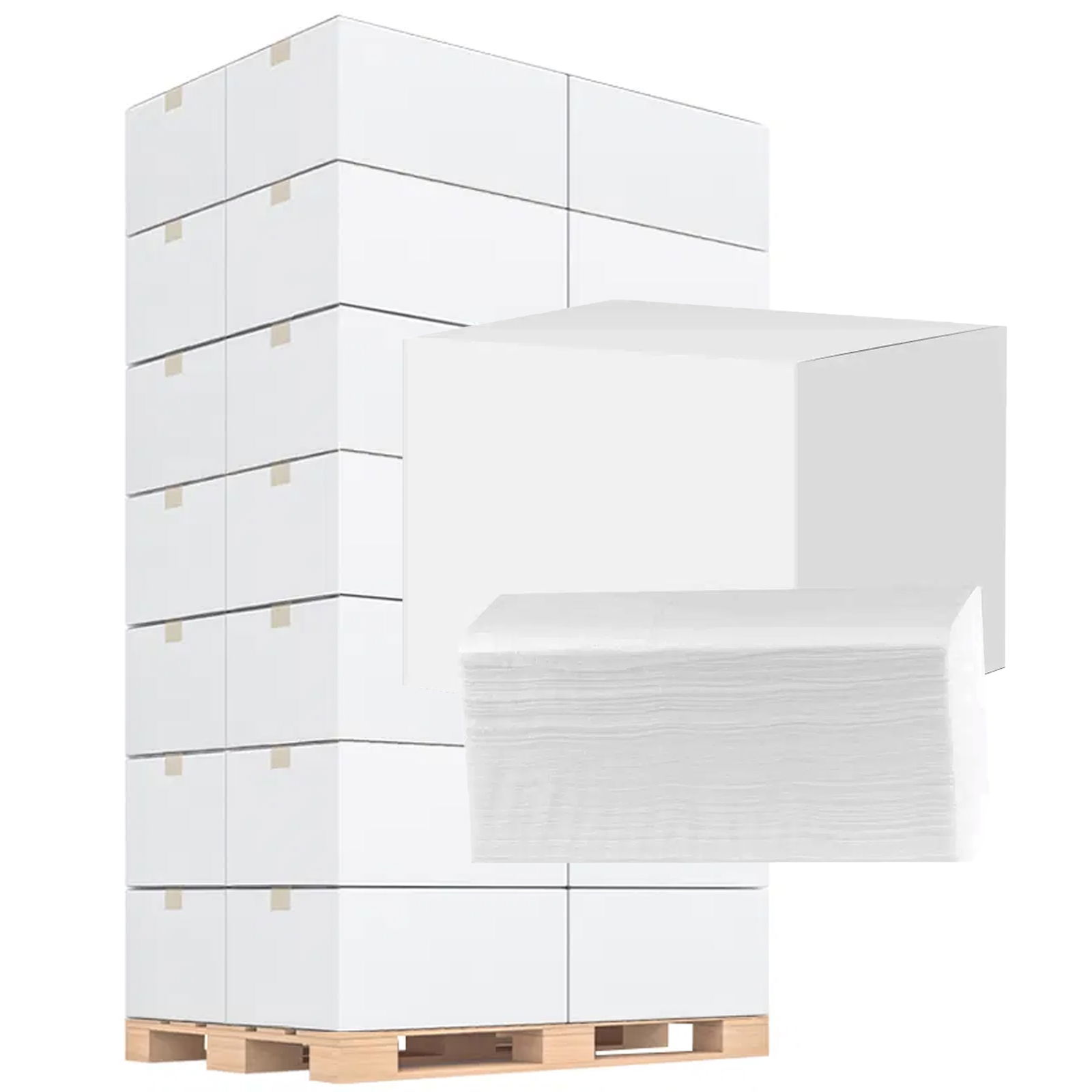 Palette essuie-mains en papier pliage W 2 plis ouate