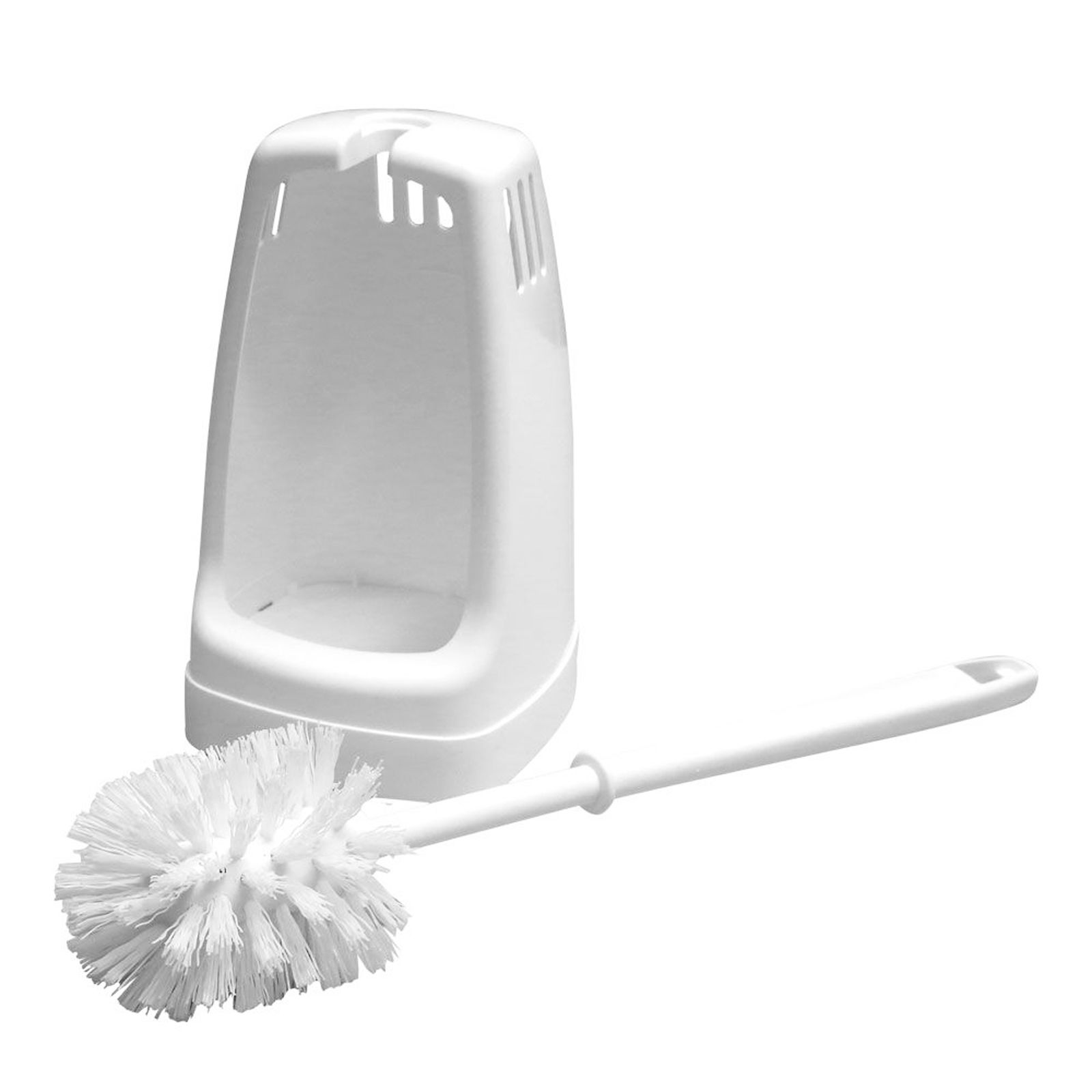 Porte-brosse WC avec brosse en plastique blanc