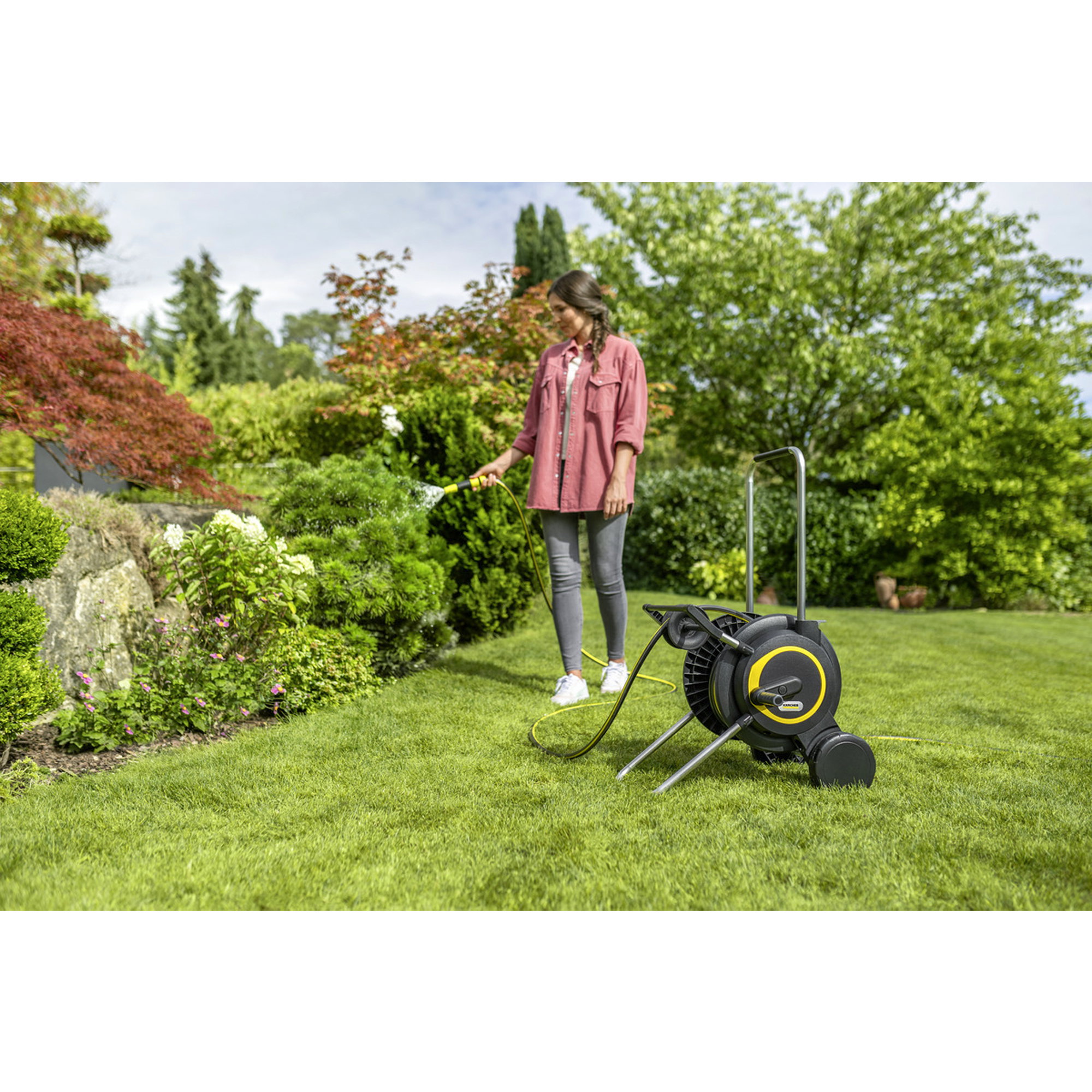 Gartenrasenmäher, Gartenwerkzeug, Rasenrollengehäuse, Garten Schlauch, Rasenpflegegerät