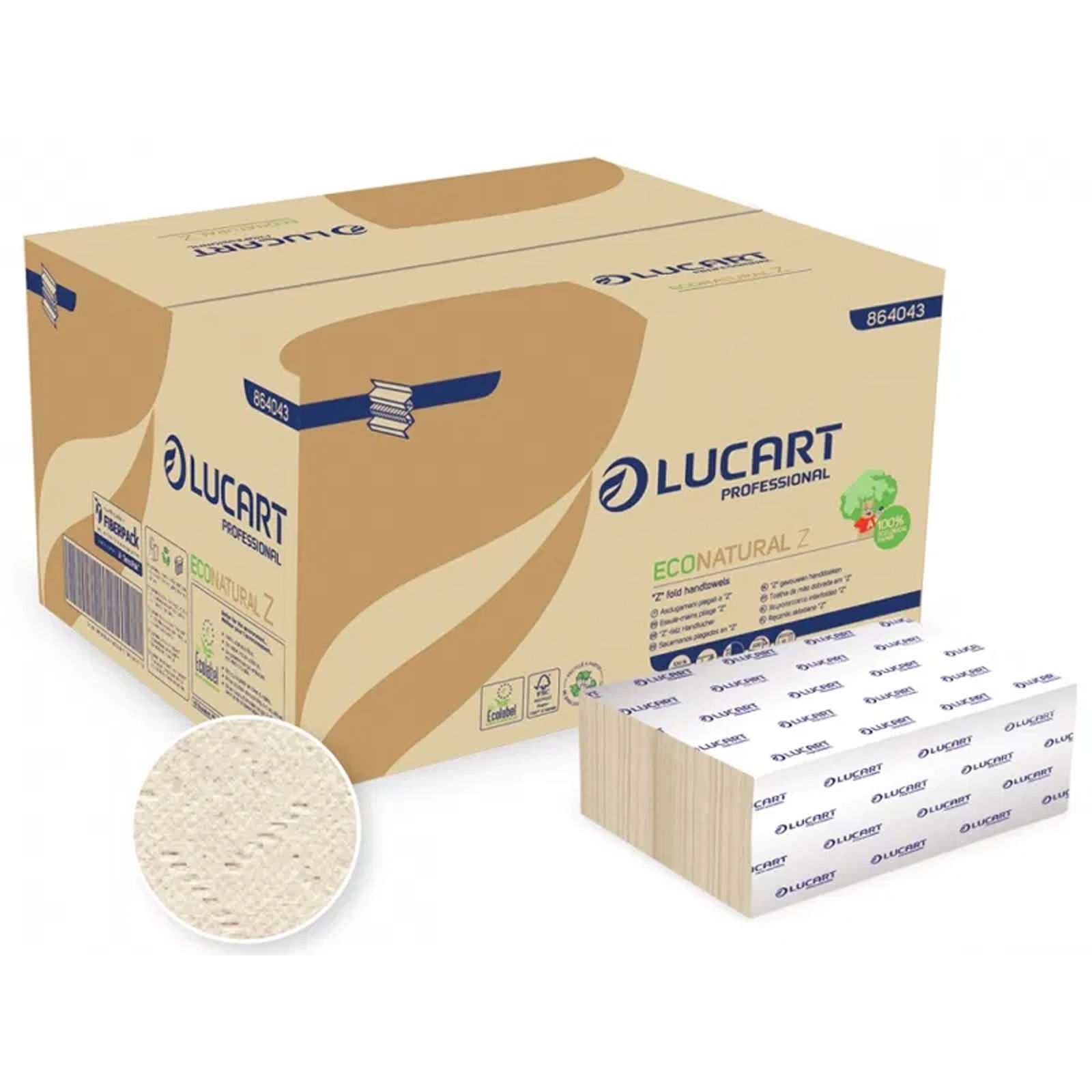 Lucart EcoNatural Z asciugamani di carta piega a Z 2 veli riciclati