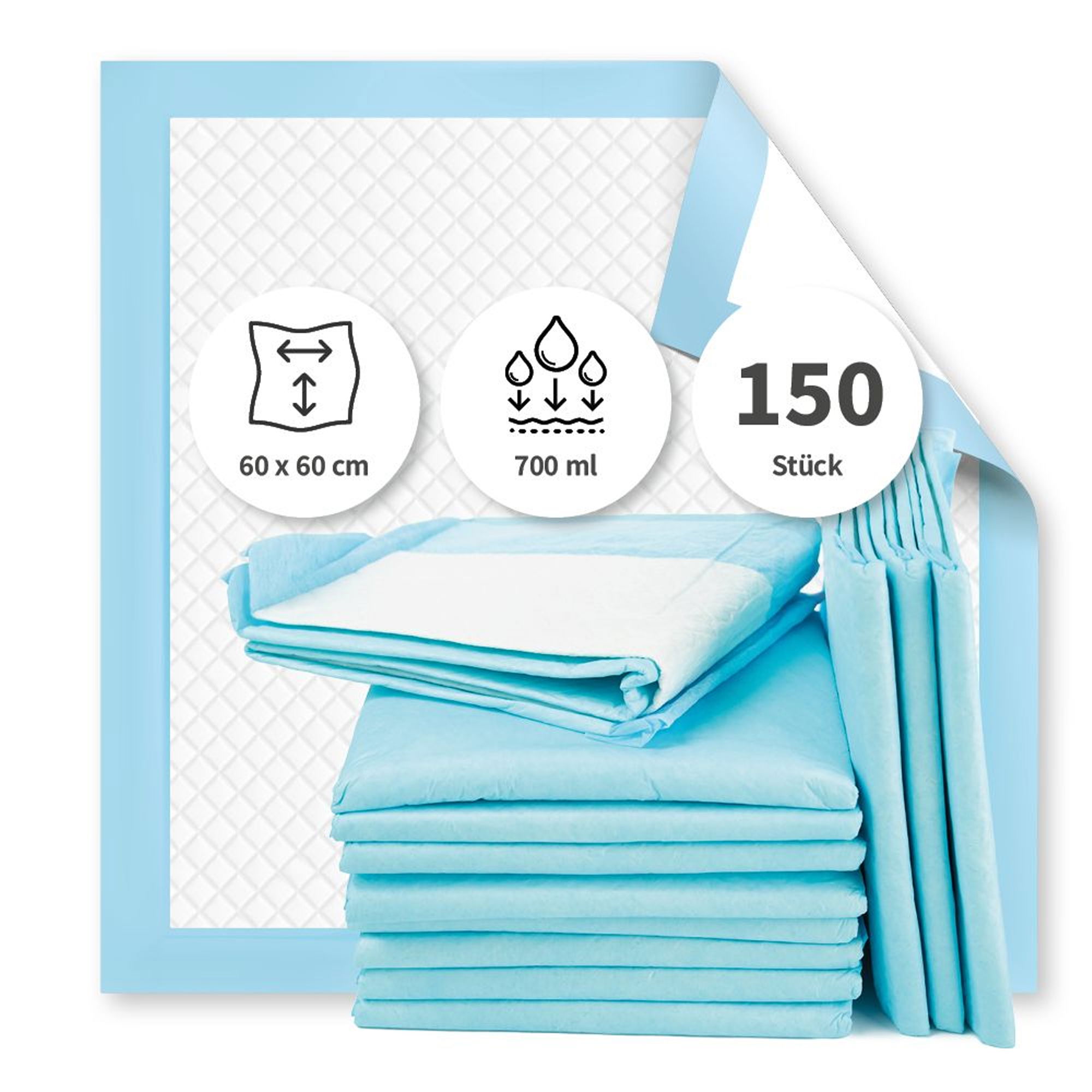 Alèses d'incontinence | 60 x 60 cm | jetables | 1 épaisseur